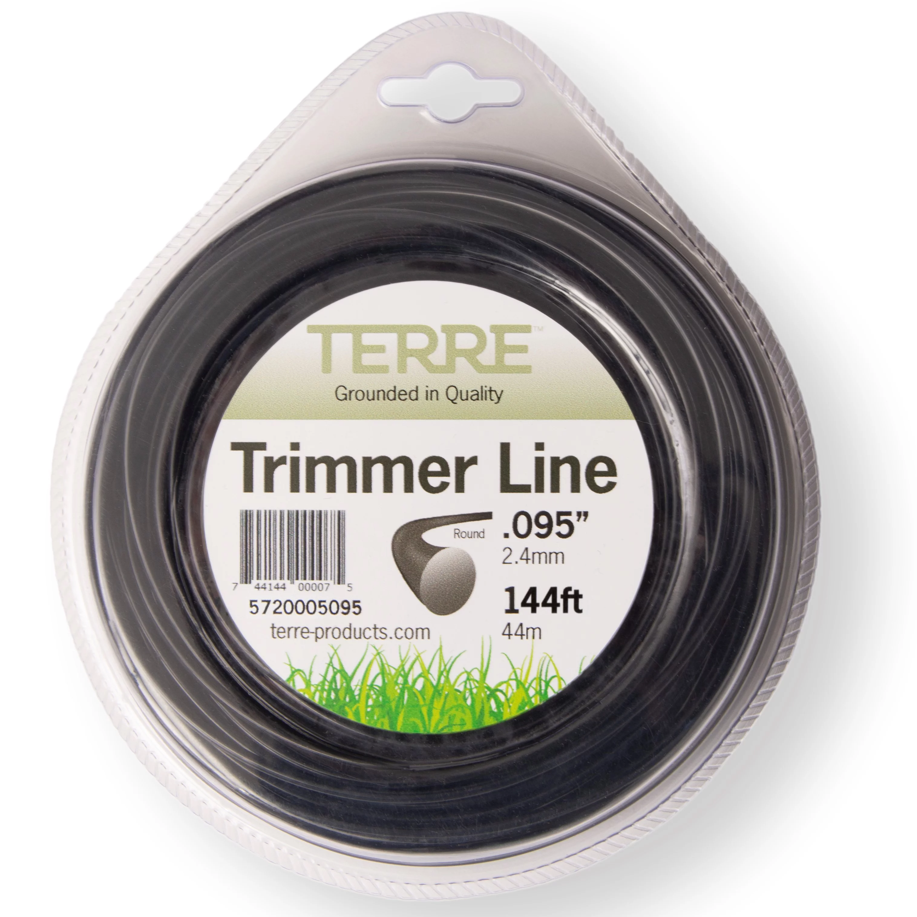 Terre Products Commercial Grade 095 Trimmer Line Round,  pound Green Quality Weed Eater String, Line Length 144 ft. or 44 m., Weed Wacker String Trimmer Replacement Size .095 inch or 2.4mm.