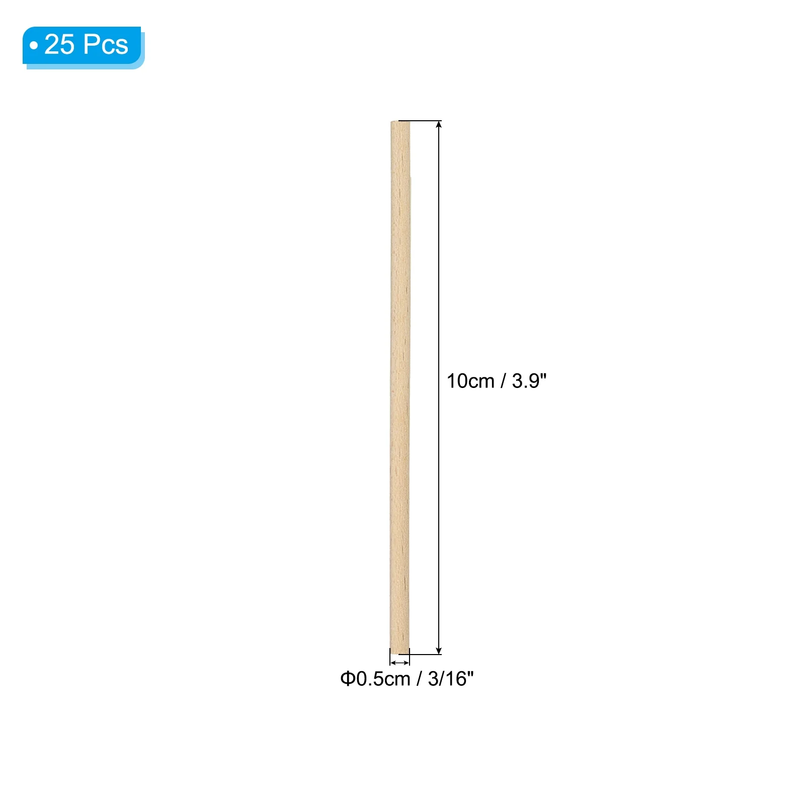 Uxcell 3/16 x 4 Inch Dowel Rods Wood Sticks Unfinished Wooden Dowel Rods Round Dowels Sticks 25 Pcs