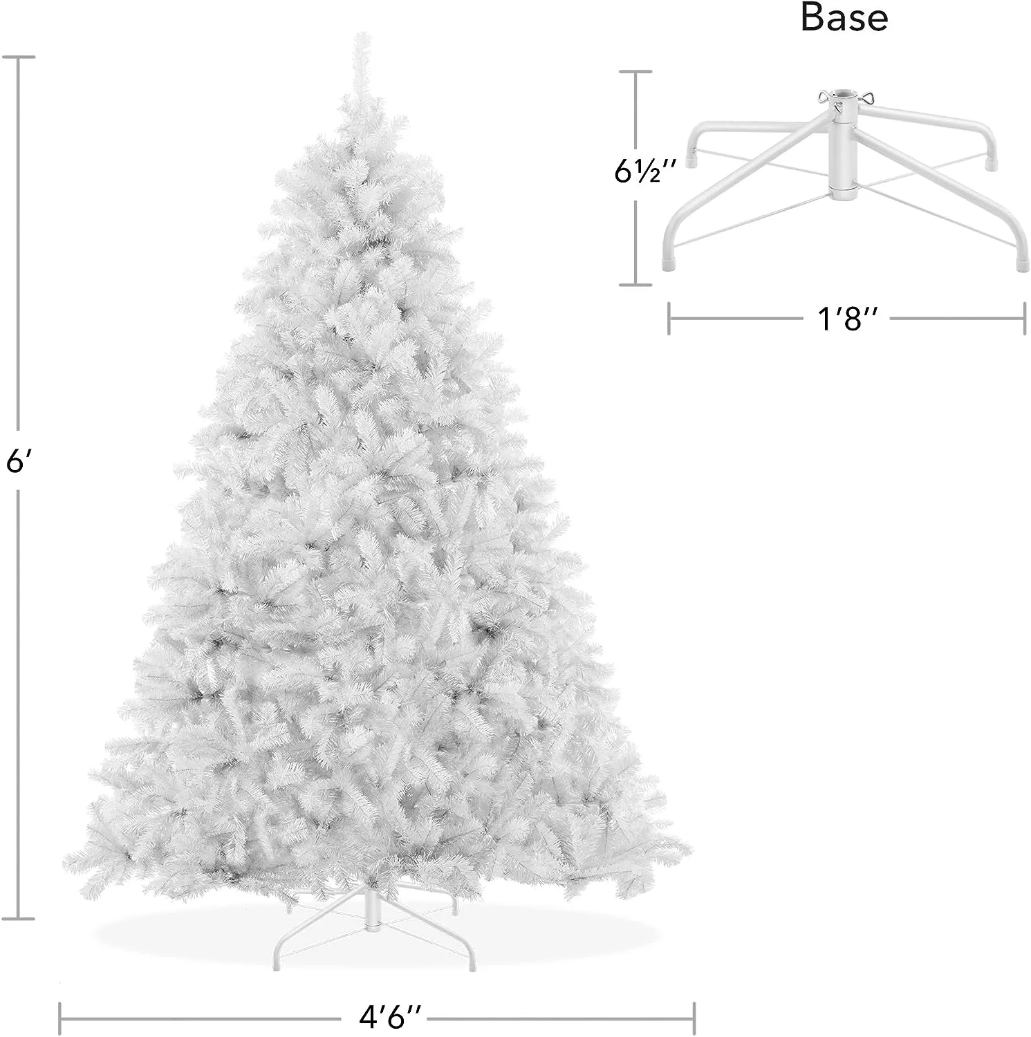 6FT White Spruce Artificial Holiday Christmas Tree With Sturdy Metal Stand