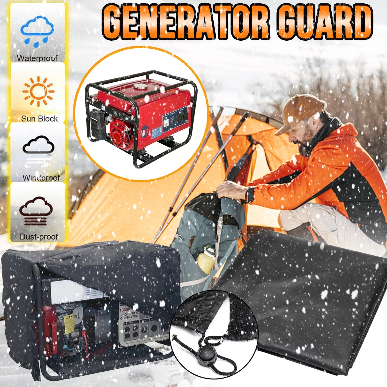 iju7gthy 4th of july Waterproof Universal Generator Cover for Most Generators Heavy Duty Cover
