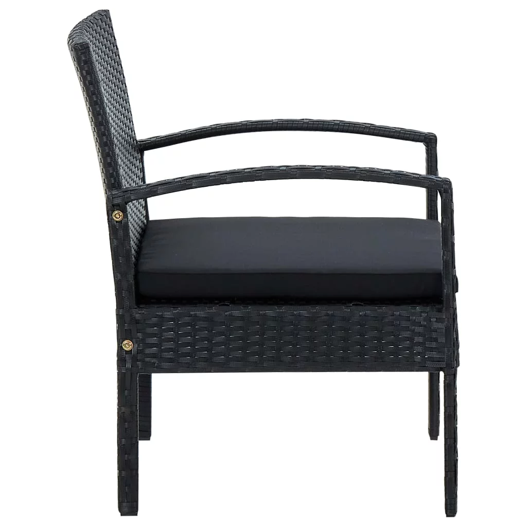 Patio Chair with Cushion Poly Rattan Black