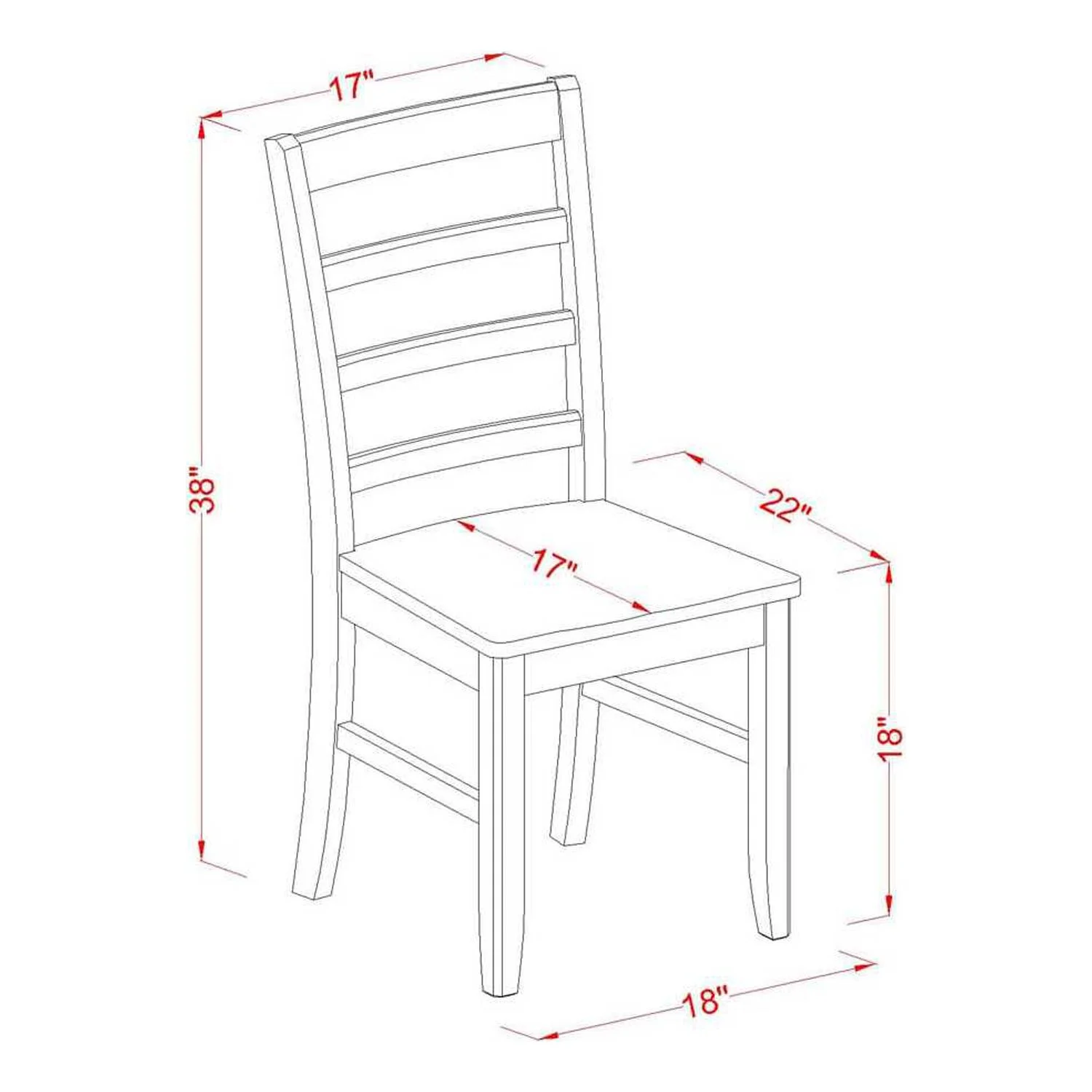 East West Furniture 5-Piece Kitchen Table Set Contains a Dinning Table and 4 Wooden Chairs with Ladder Back - Black Finish
