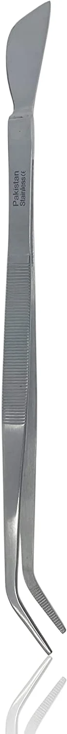 Bonsai Gardening Tweezer with Blade Spatula 8-1/4in (210mm) Stainless Steel for Micro Landscape, Diamond Painting, Electronic Components (Stainless Steel, Straight Blade)