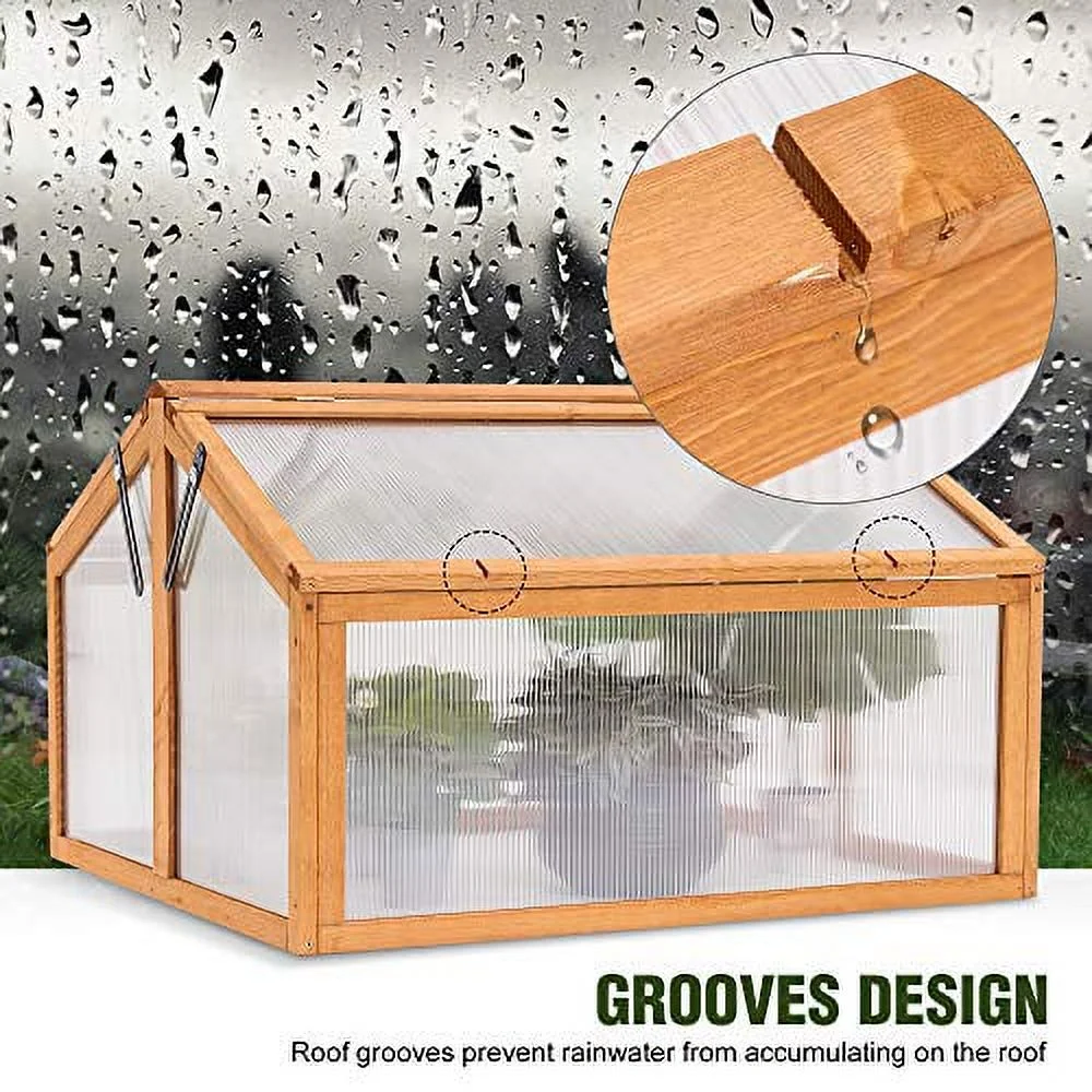 MCombo Double Box Wooden Greenhouse Cold Frame Raised Plants Bed Protection 6057-0145 (Orange)