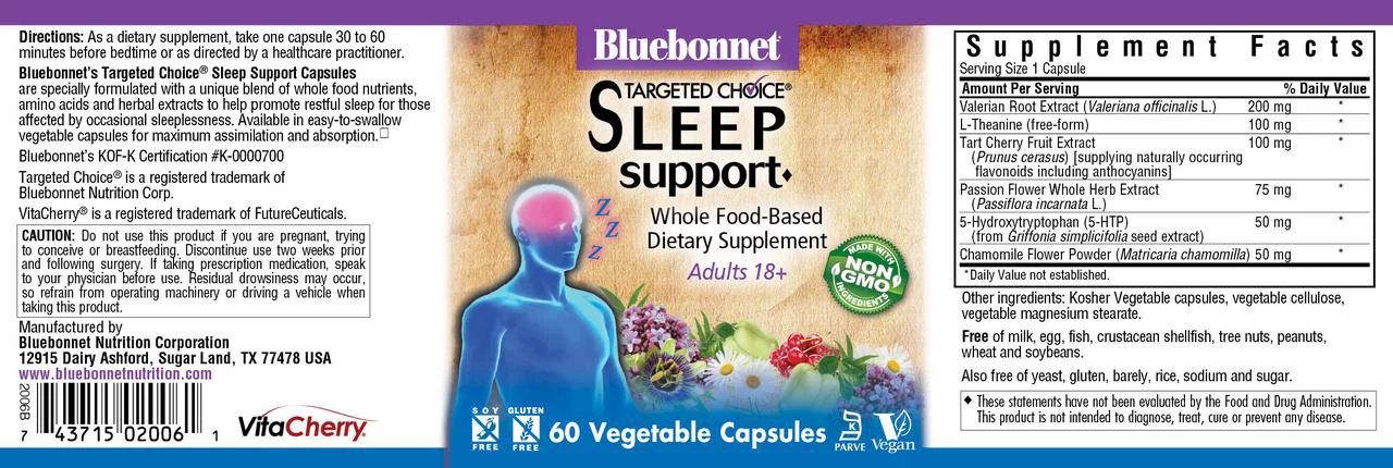 Bluebonnet Nutrition Targeted Choice® Sleep Support, 60 Count