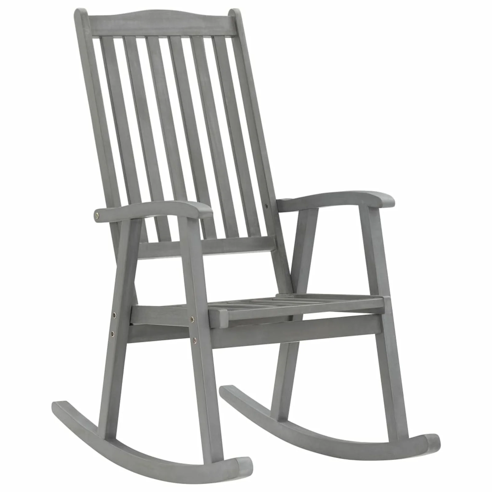 Andoer Rocking Chair with Cushions Gray Solid Acacia Wood