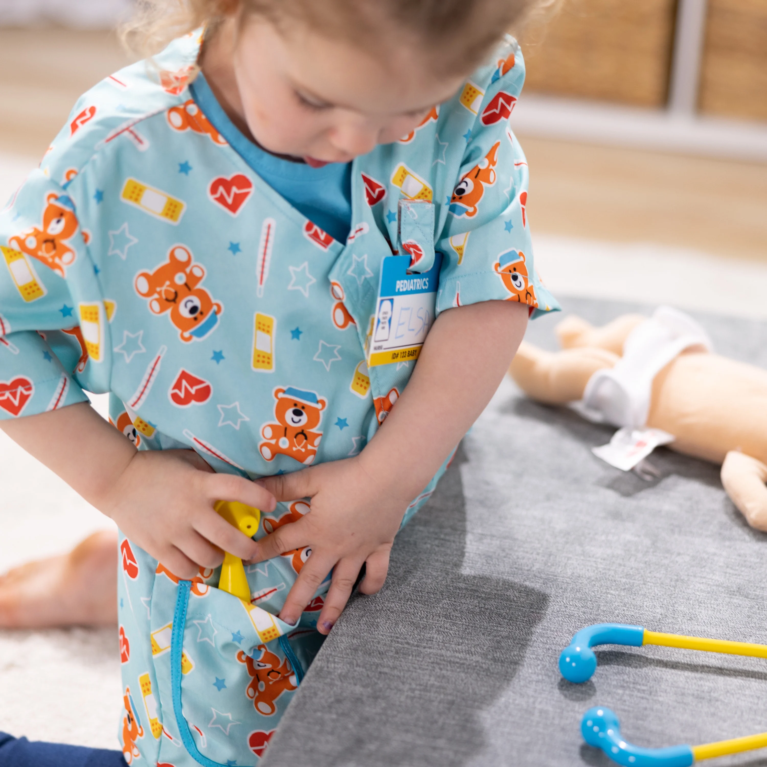 Melissa & Doug Pediatric Nurse Costume Role Play Set (8 pcs) - Includes Baby Doll, Stethoscope