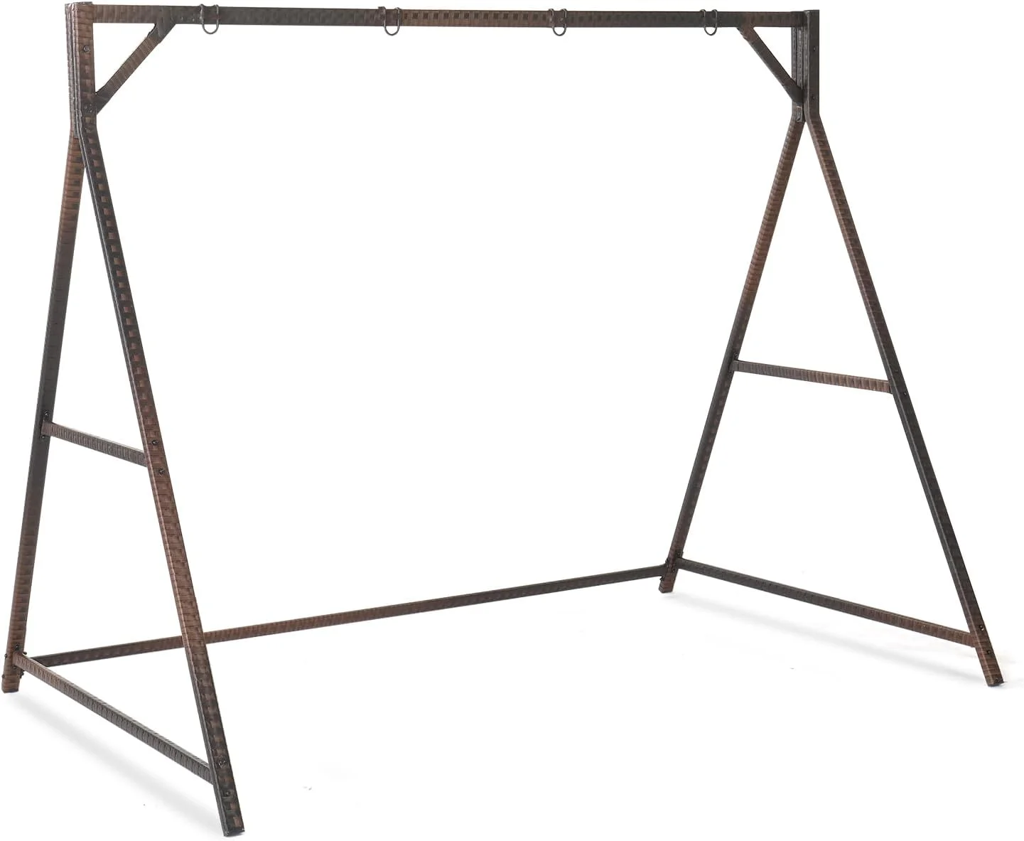 VINGLI 7 ft Outdoor Rattan Porch Swing Frame, Heavy Duty 1200 lbs Wicker Swing Stand for Porch, Yard, Garden, Balcony, Brown