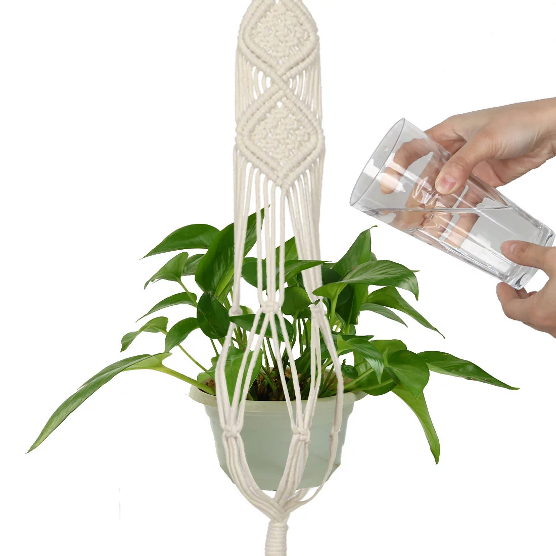 Macrame Wall-mounted Plant Hanger Hanging Rope Basket 29.5 Inch Length 2 Pcs