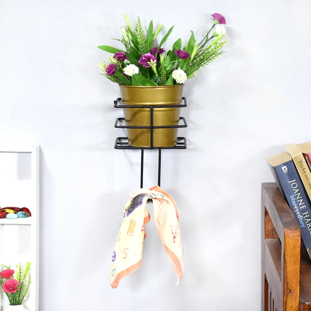 Eco Friendly Handmade 100% Iron Round Modern Gold Coated Color 4.4 x 4.6 x 4.6 Inches Planters Pots for Lawn, Balcony, Garden, Patios, Wall stand, Restaurant, Banquet Hall, Spa, Beauty Parlor etc.