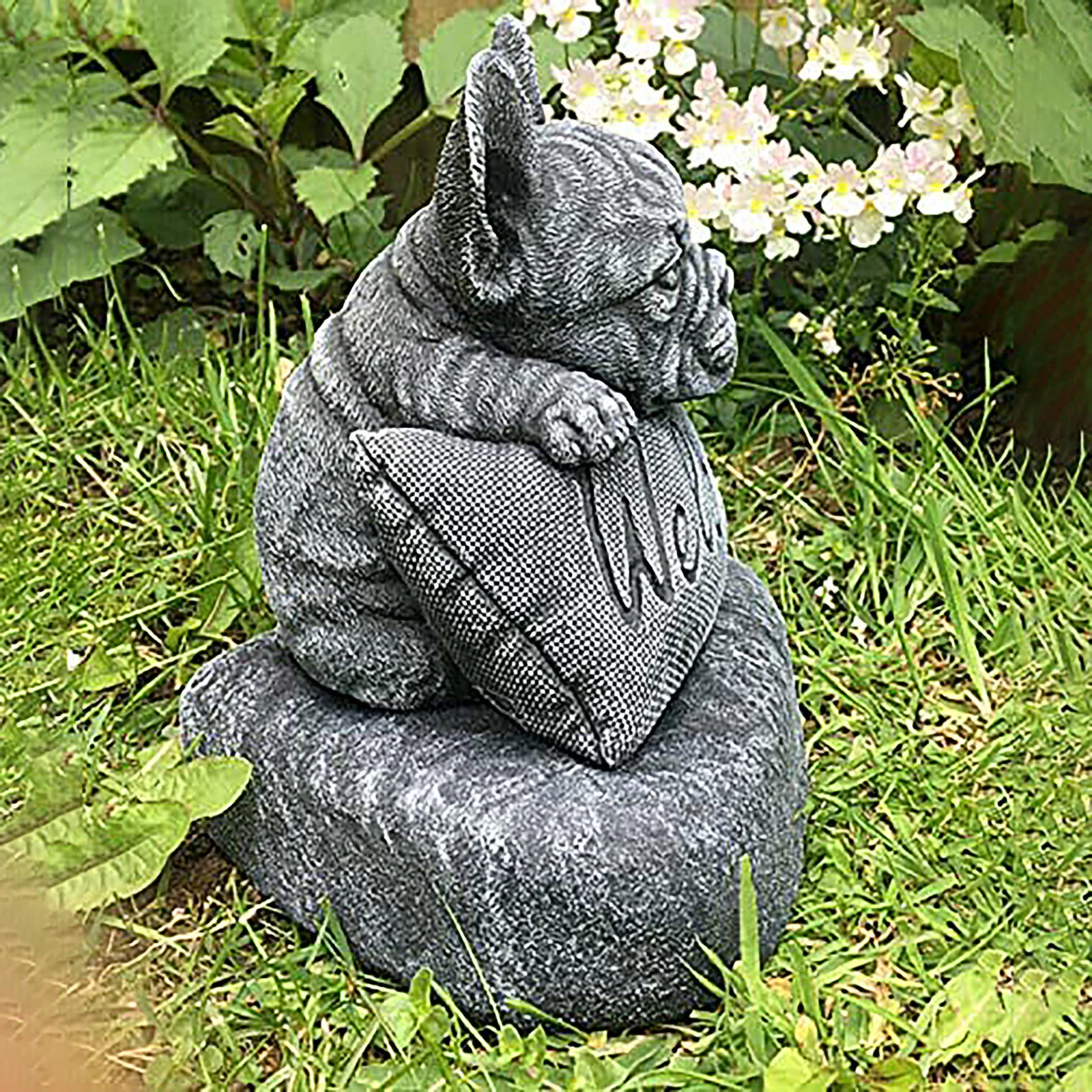 Blukids French Bulldog Statue Outdoor Garden Decor Resin Dog Sculpture Patio&Outdoor Decor