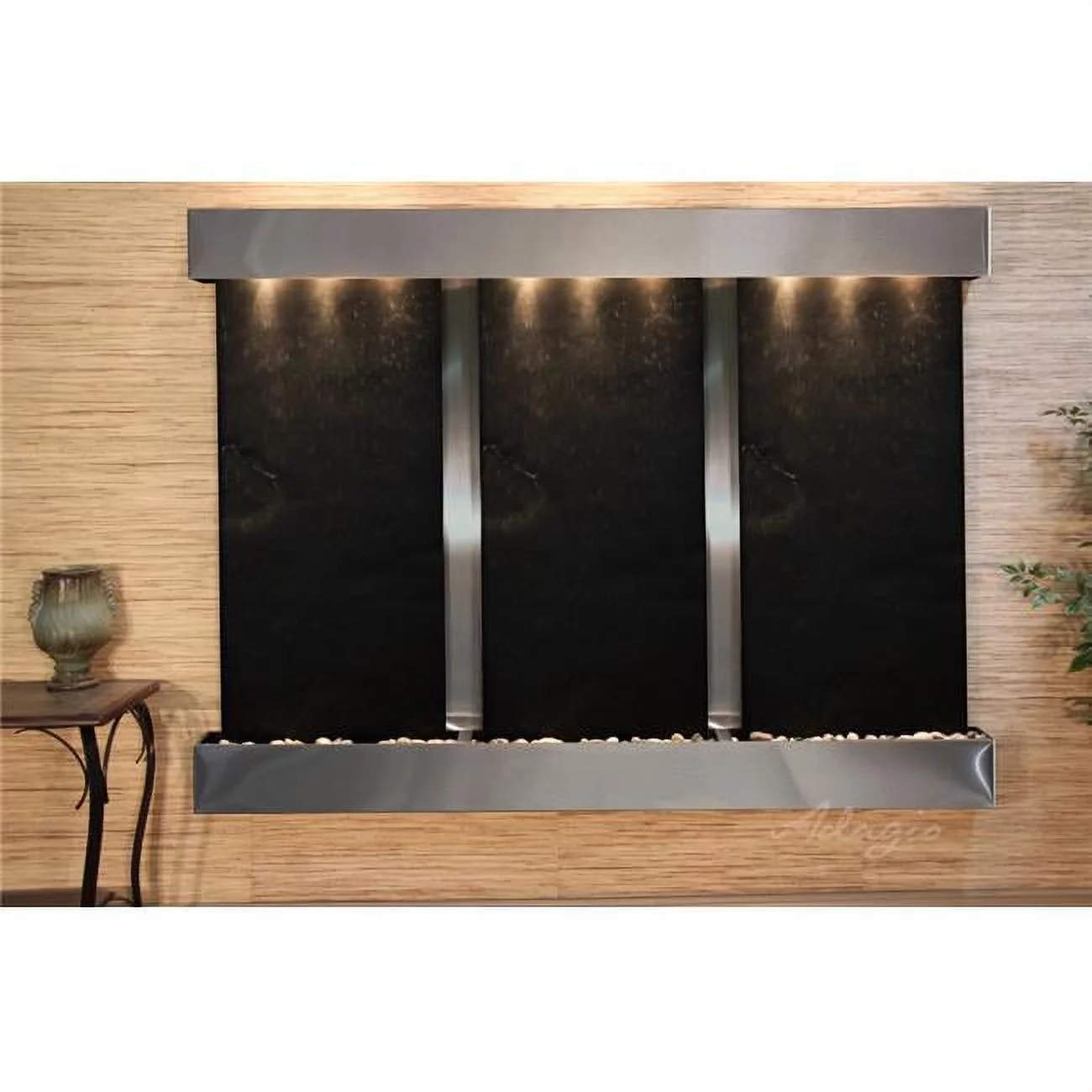 Deep Creek Falls Square Stainless Steel Black Featherstone Wall Fountain