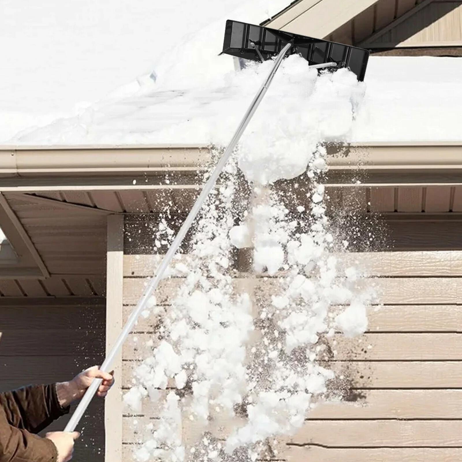 20 FT Aluminum Snow Roof Rake - Adjustable Sectional Snow Removal Tool