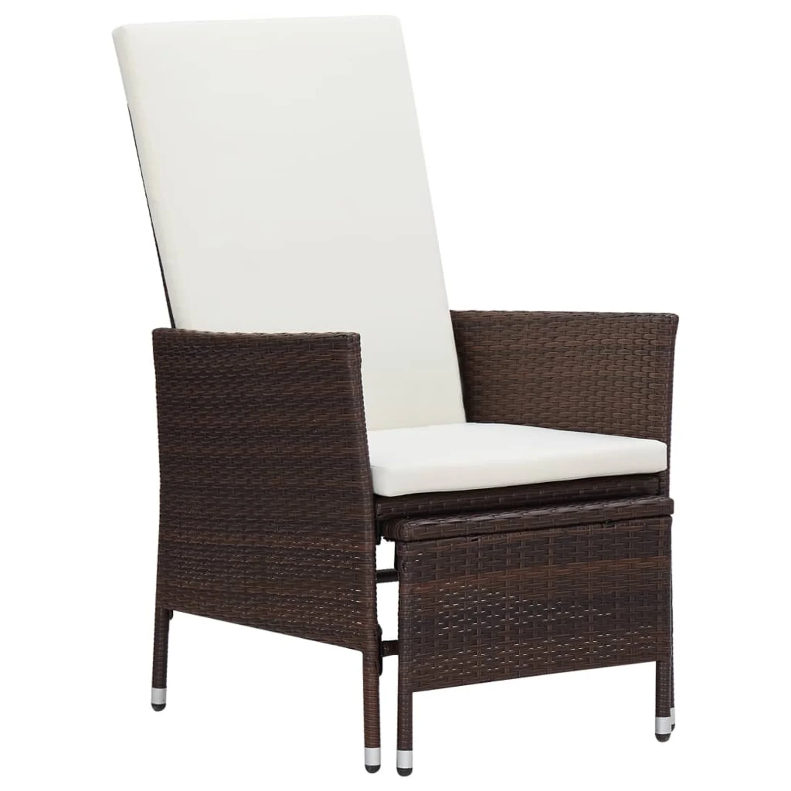 Carevas Reclining Patio Chair with Cushions Poly Rattan Brown