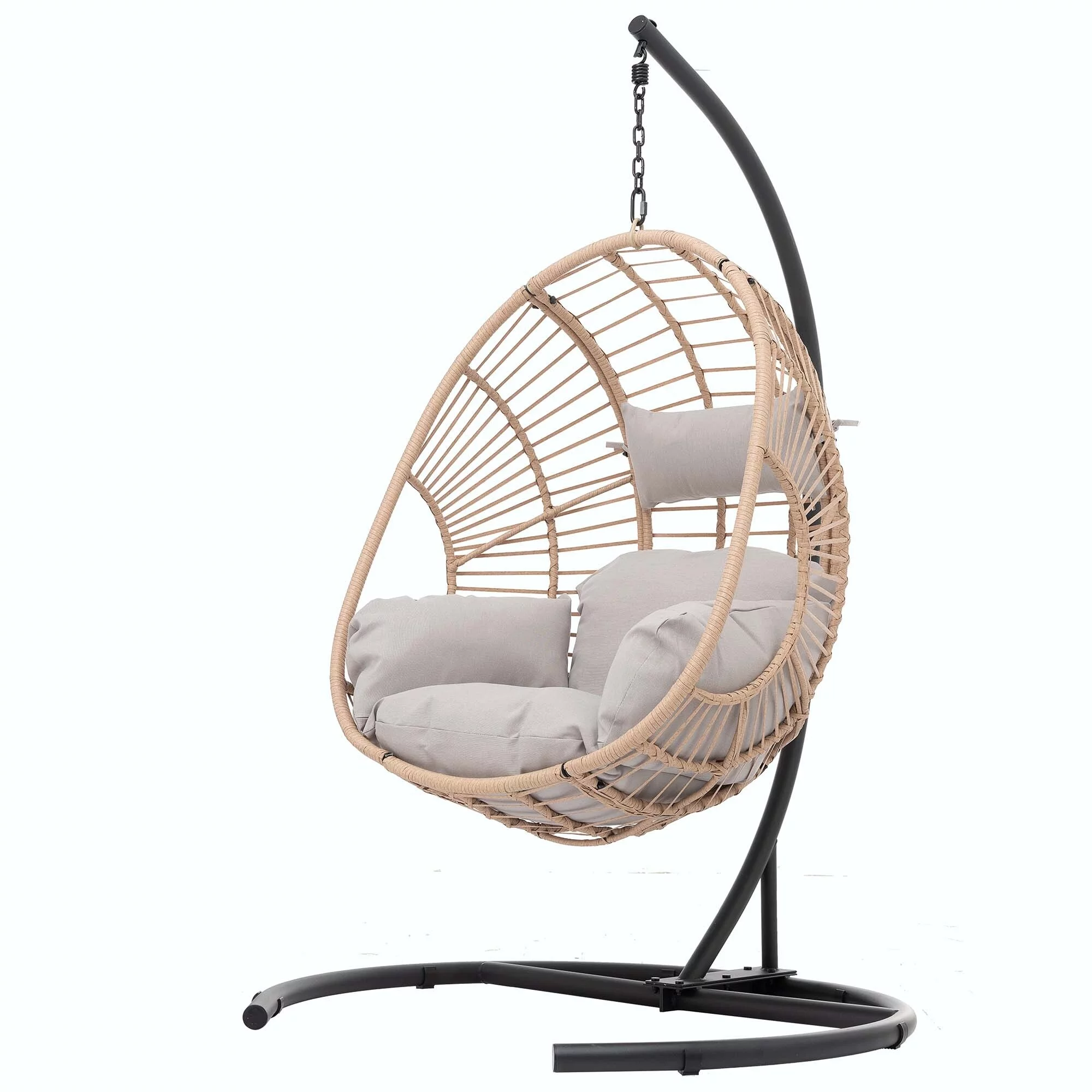 Outdoor Indoor Swing Egg Chair Natural+Black+Grey