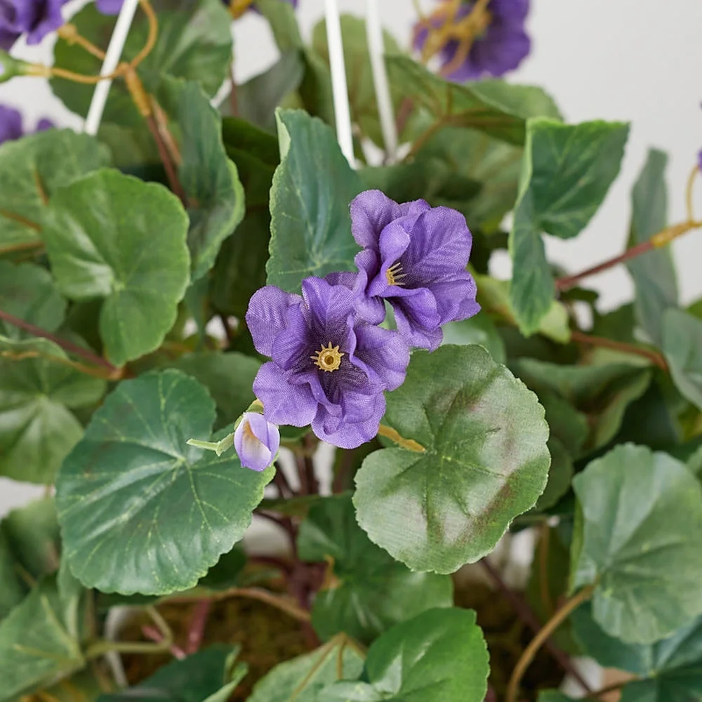 Cascading Purple Silk Geranium Hanging Basket - For Indoor Spring and Summer Arrangements and Home Decor
