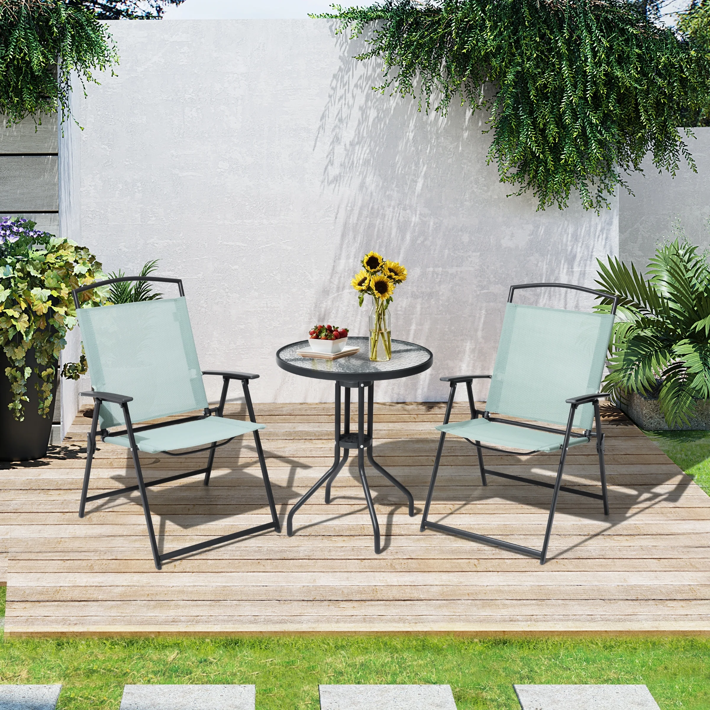 VREDHOM  3-Piece Patio Folding Chair Dining Set - 22.5