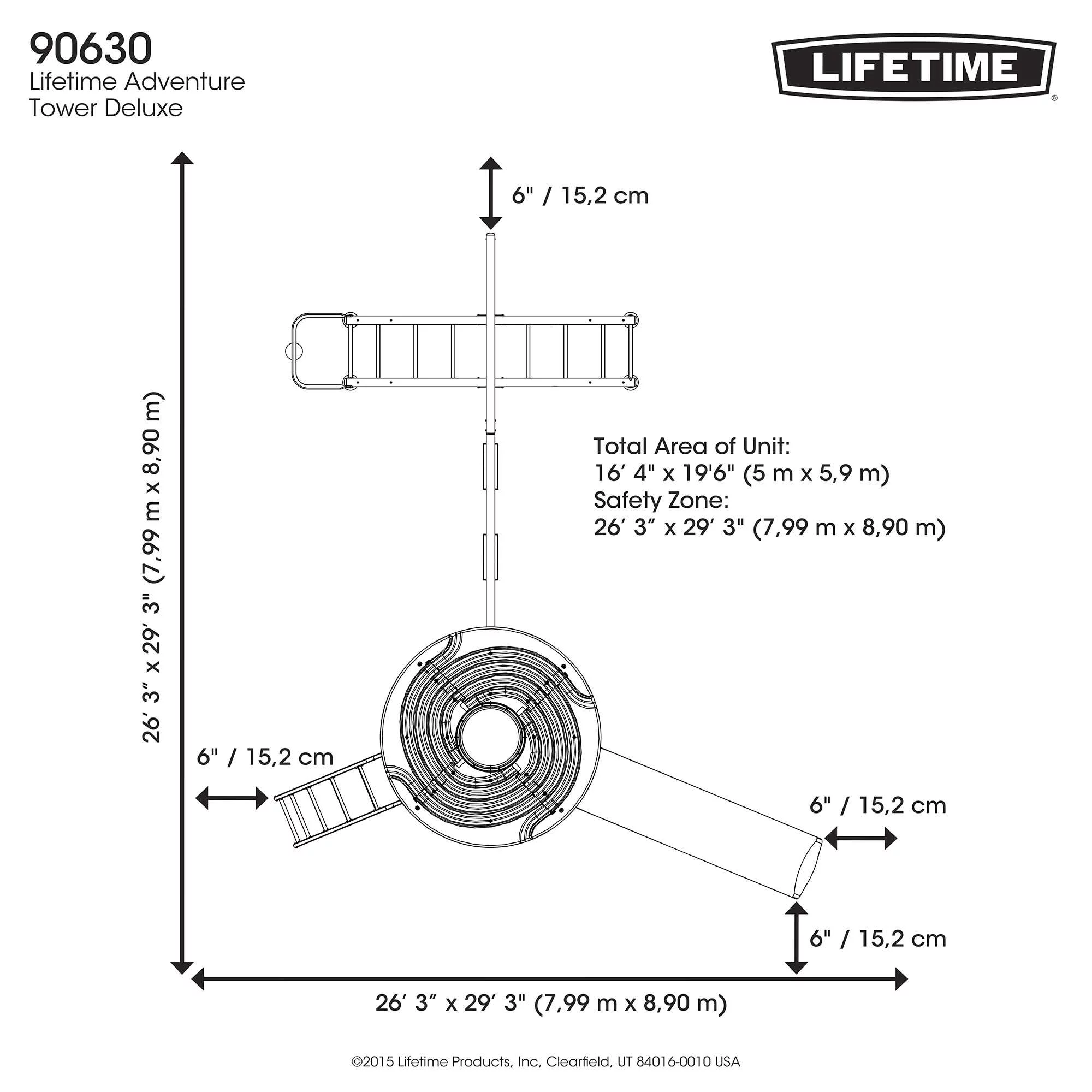 Lifetime Kid's Adventure Tower Swing Set with Monkey Bars, Slide and Climbing Wall (90630)