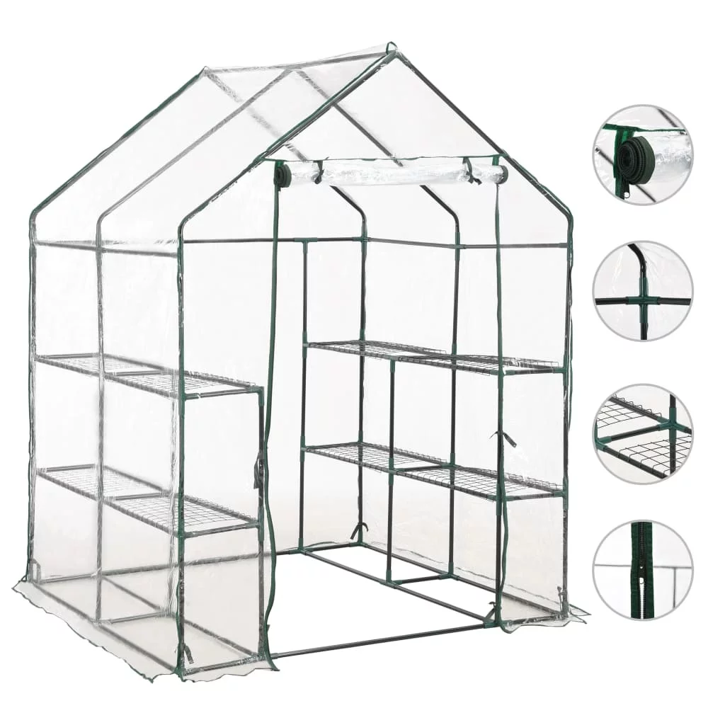 Steel Frame Greenhouse with 8 Shelves - 4.7'x4.7'x6.4' - Grow more, effortlessly!