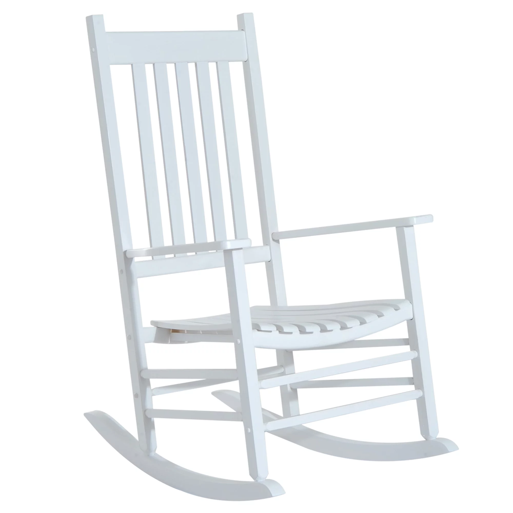 Made of Natural Poplar,Need To Be Assembled,Outdoor Rocking Chair, Patio Wooden Rocking Chair with Smooth Armrests, High Back for Garden, Balcony, Porch, Supports Up To 352 Lbs, White,Dark Yellow