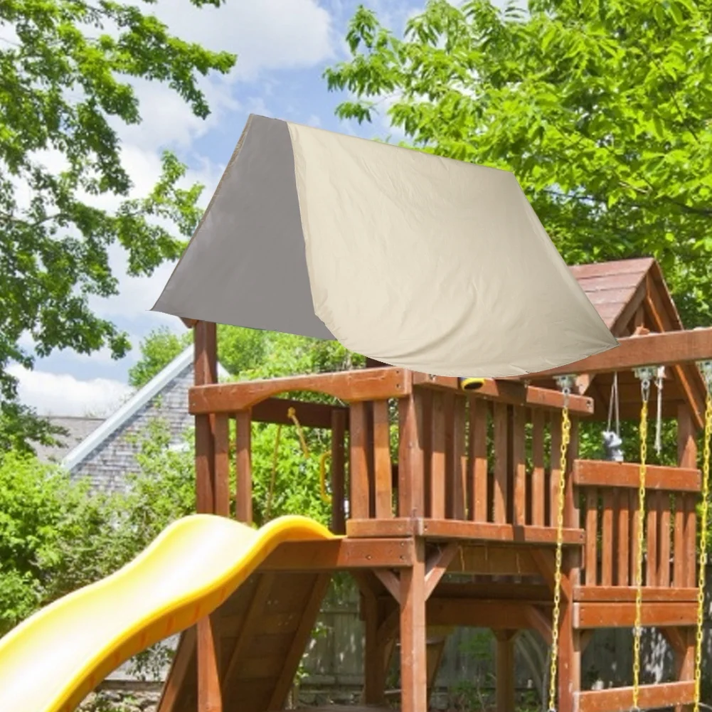 Viccilley Roof Canopy Outdoor Swing Cover Kids Playground Roof Canopy Patio Swing Cover 190T Polyester Taffeta Waterproof Cover Replacement Tarp Sunshade for Garden Patio(Beige)
