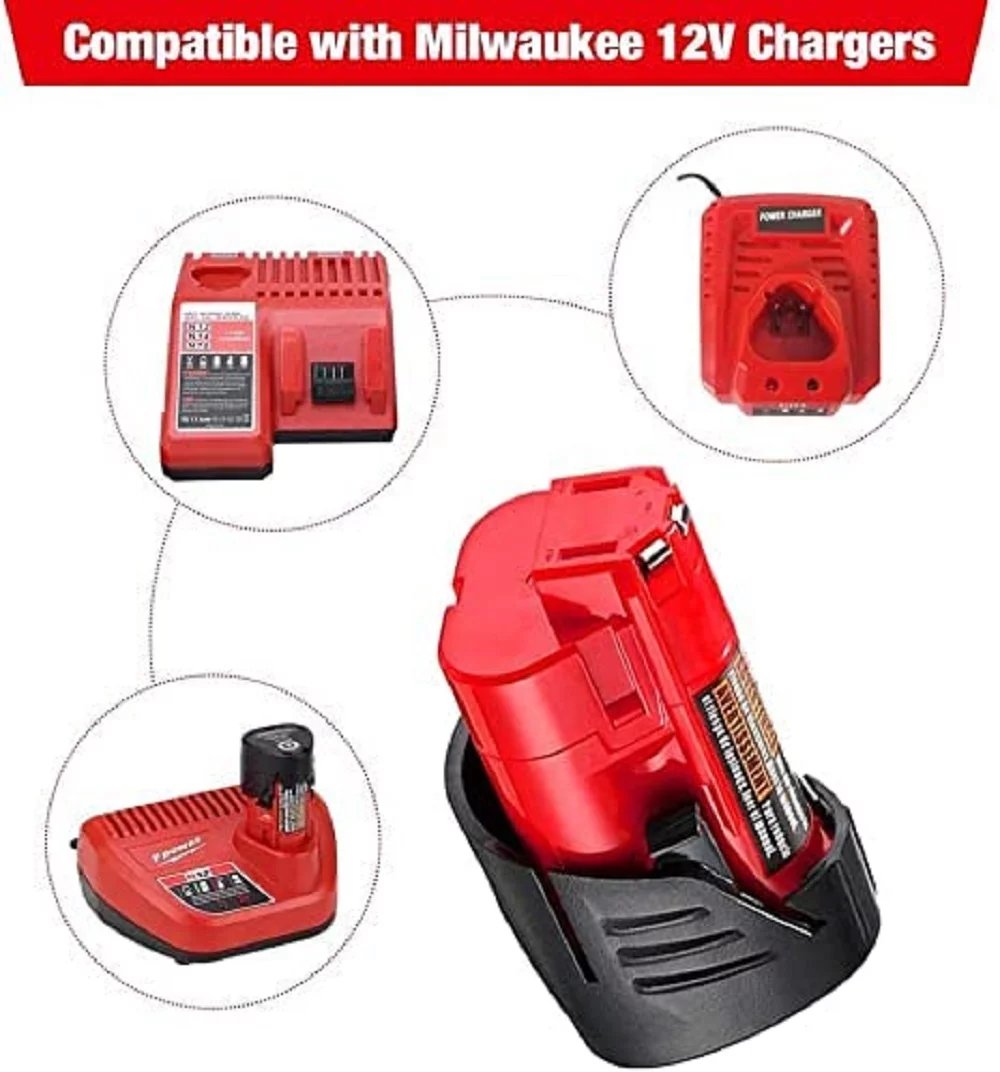 10Packs M12 3.5Ah 12Volt Batteries Replace for Milwaukee 12V Battery, Compatible with Milwaukee M 12 48-11-2411 48-11-2420 48-11-2401 48-11-2402 48-11-2412 Tools