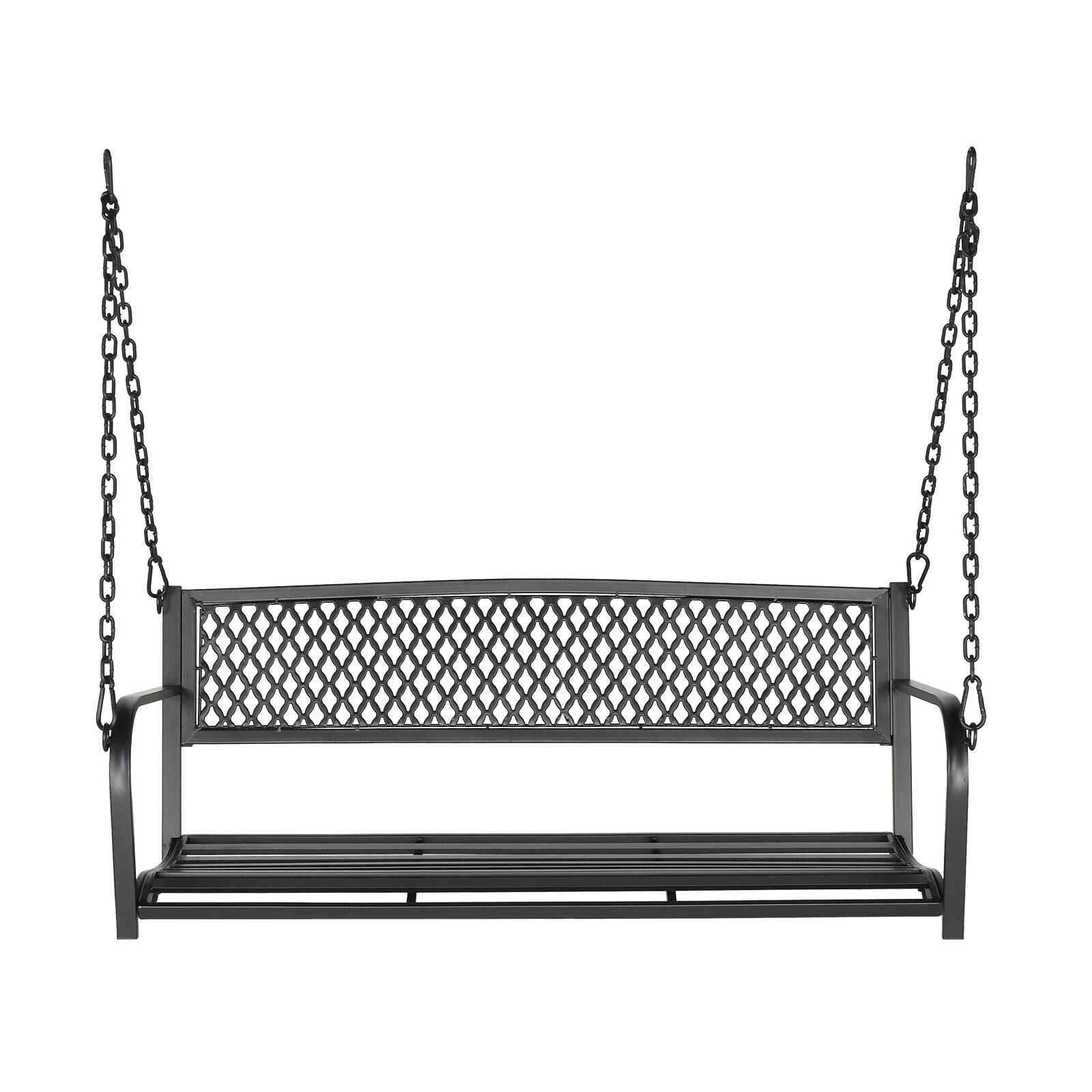 47.3 inch Curved Designed Iron Patio Hanging Porch Swing Chair Iron Metal Black