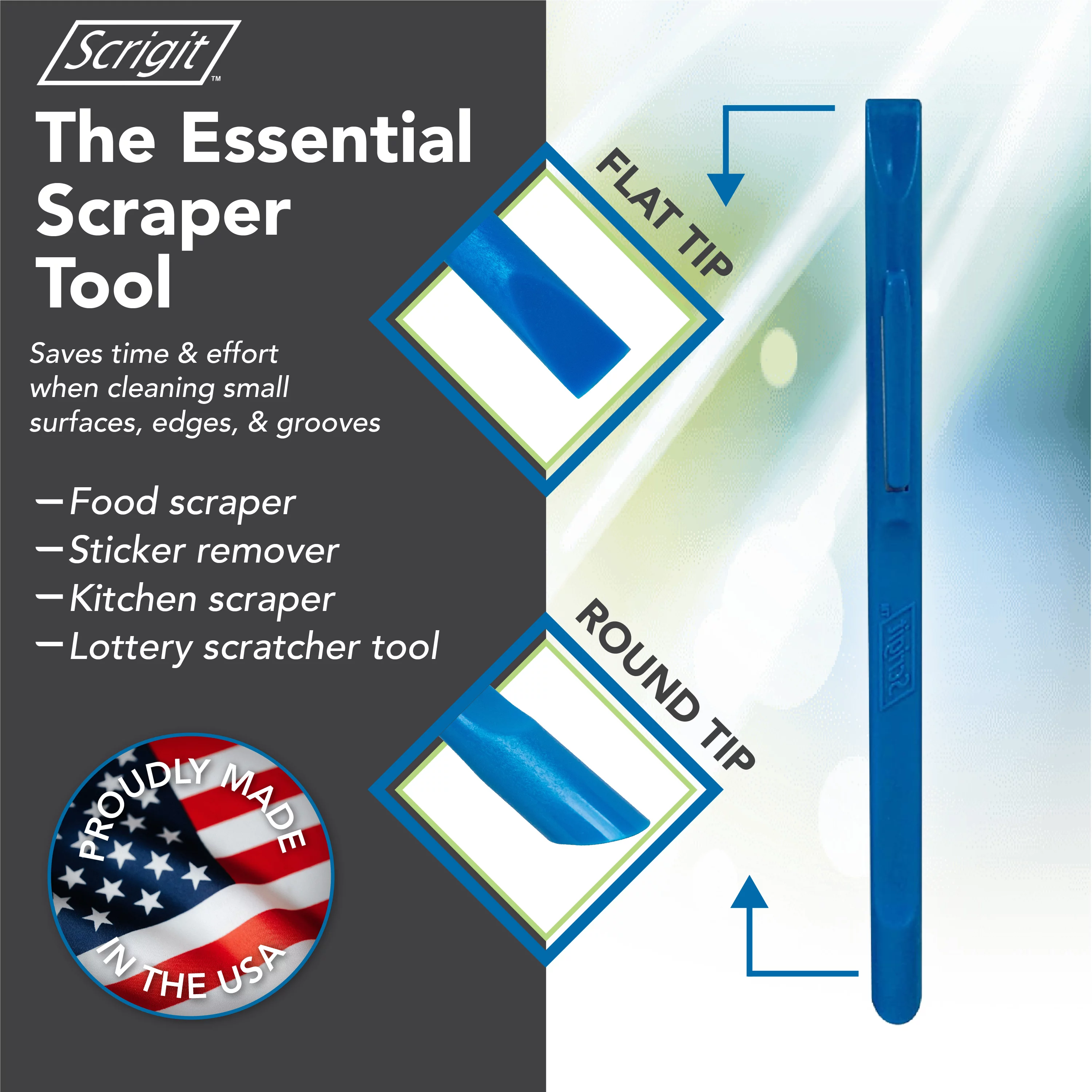 Scrigit Scraper Scratch Free Plastic Scraper Tool, Blue, 5pk