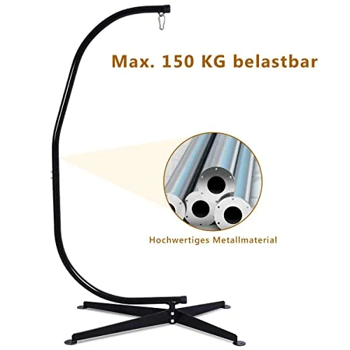 HAPPYGRILL Hammock Stand Replacement Hanging Hammock Chair C-Shape Stand Air Porch Swing Chair