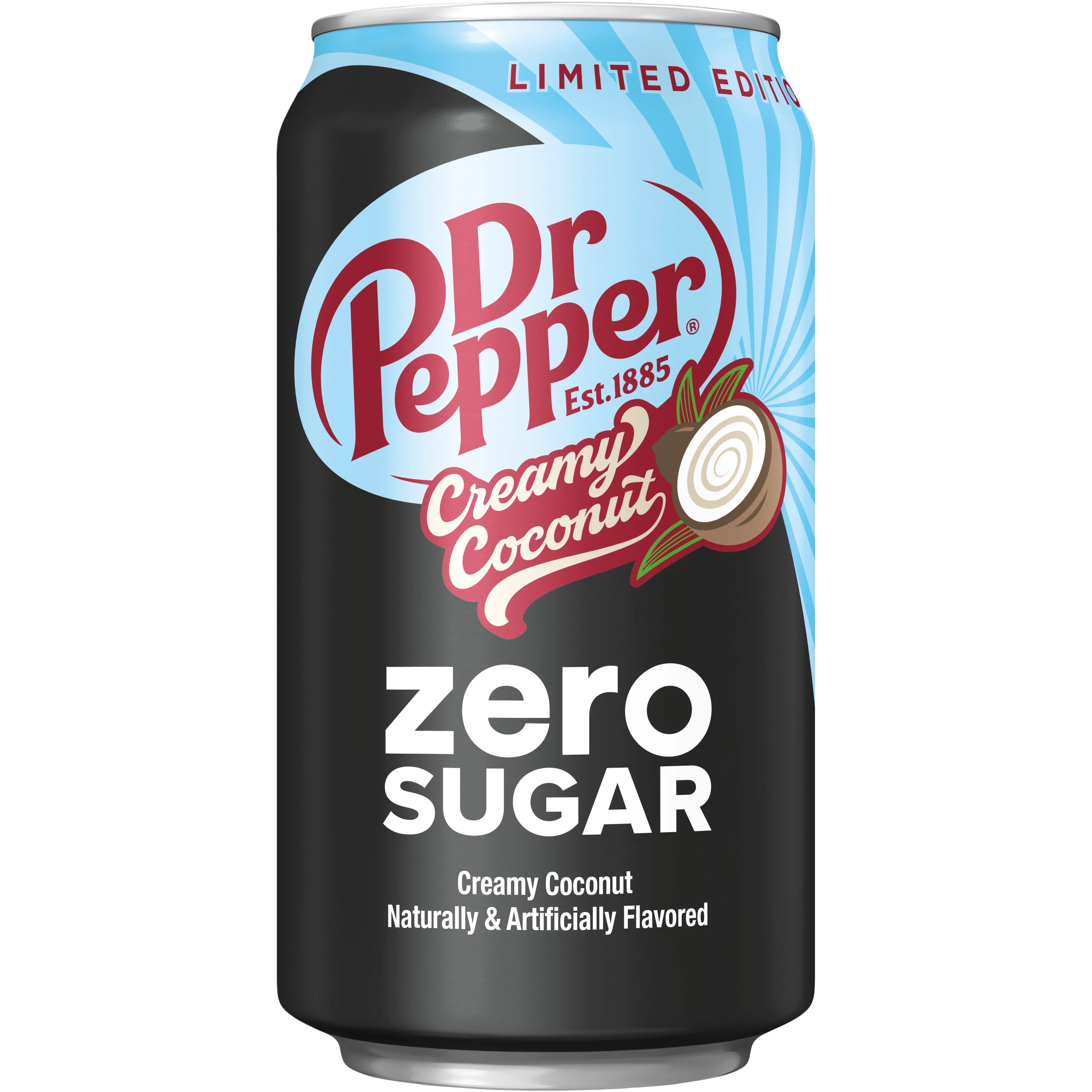 Dr Pepper Zero Sugar Creamy Coconut Soda Pop, 12 fl oz, 12 Pack Cans