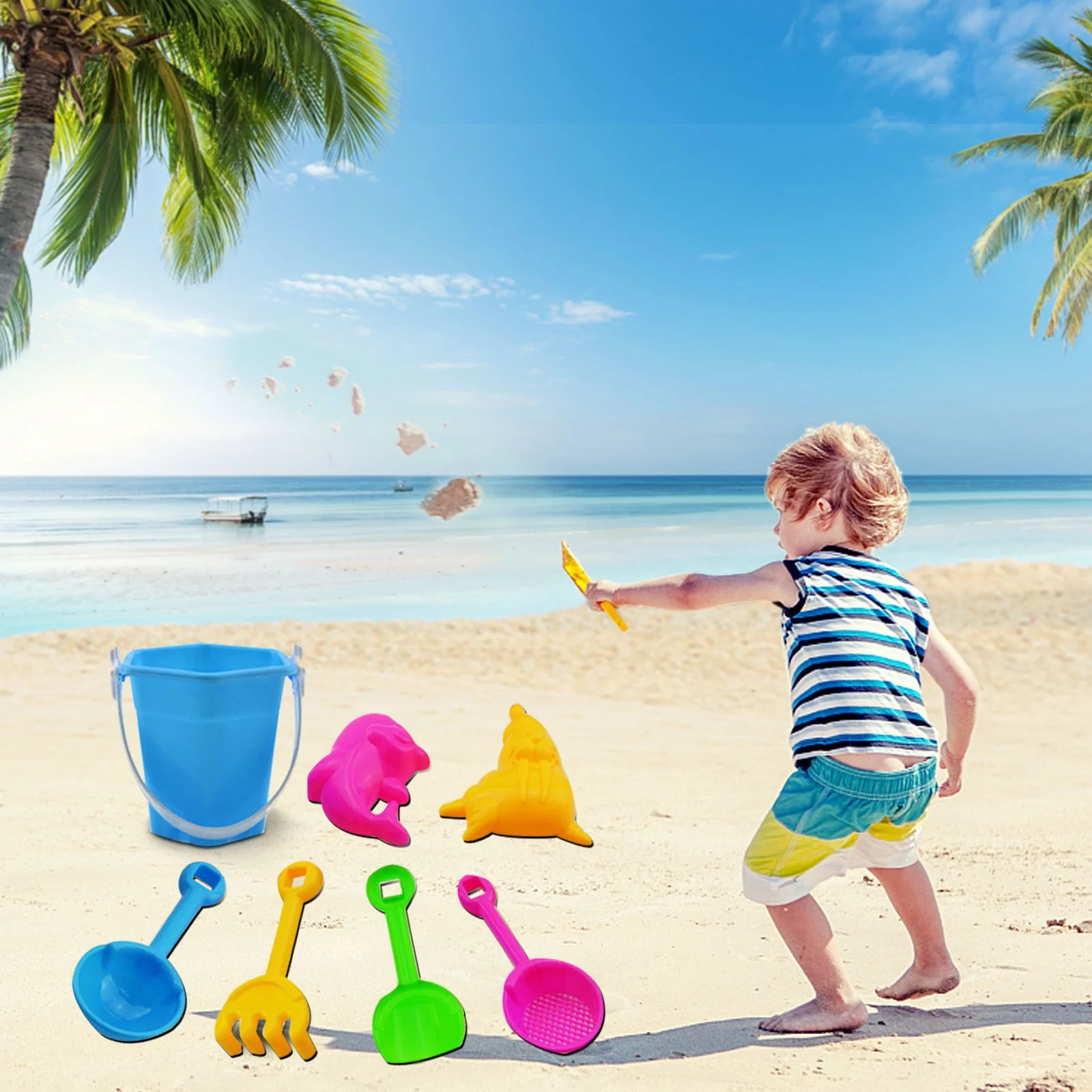 7-Piece Beach Toy Sand Set Sand Play Sand Toy Summer Outdoor Toys Children'S Toys Early Education Beach Toys Yutnsbel