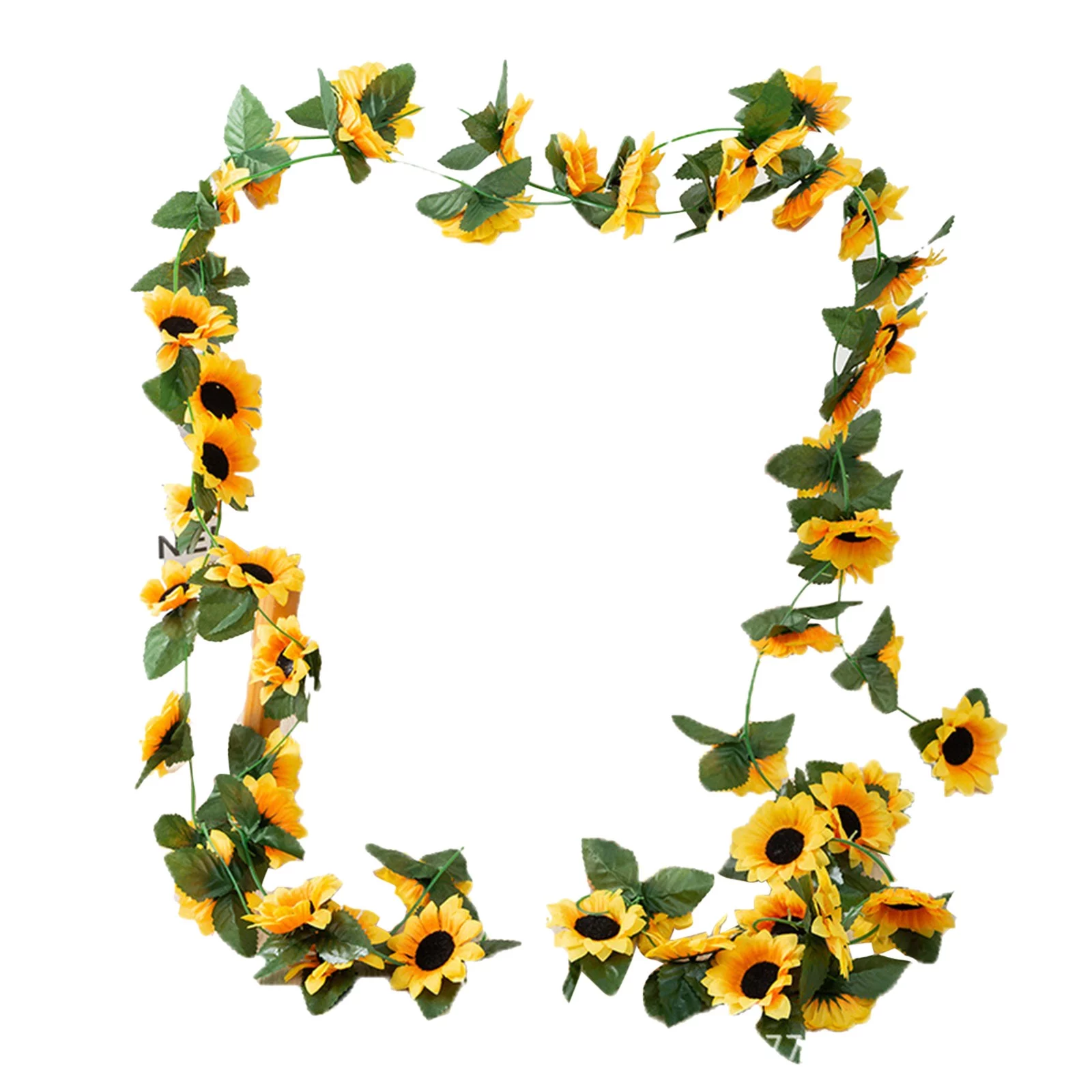 HALJEN Artificial Wall Flowers Coolmade 4 Pack 8.5' Artificial Sunflower Garland Silk Sunflower Vine Artificial Flowers with Green Leaves Wedding/Table Decor Yellow