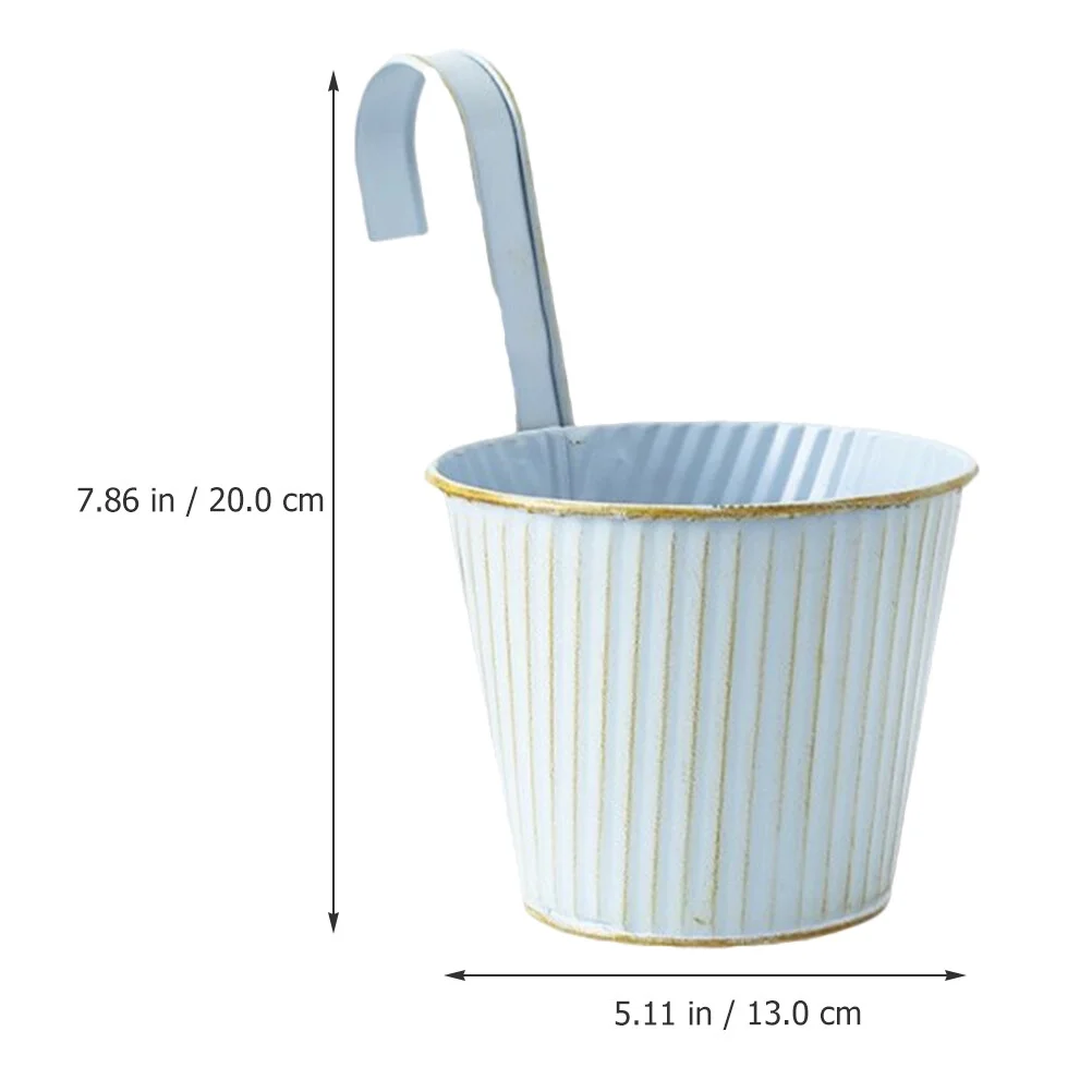 Jibingyi 4Pcs Flower Pot Metal Hanging Flower Pot Balcony Garden Planter Basket Fence Hanging Bucket