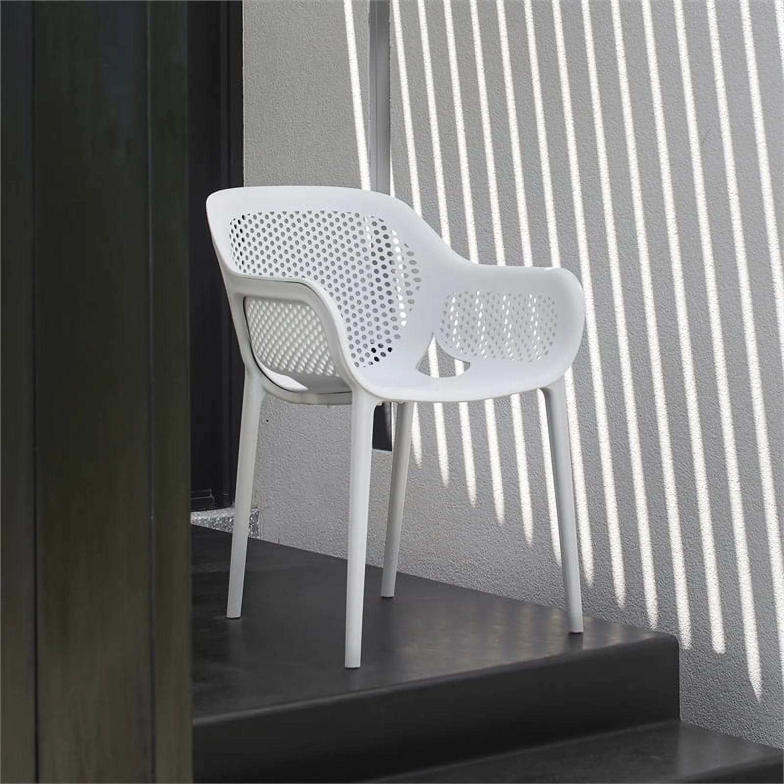 Pemberly Row Resin Patio Dining Chair in Cool Gray - (Set of 2)