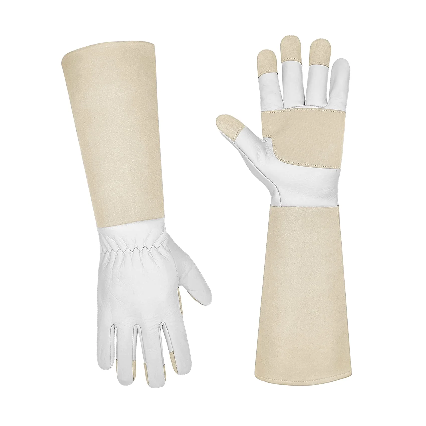 HANDLANDY Long Sleeve Leather Gardening Gloves,Rose Pruning Floral Gauntlet Garden Gloves For Women and Men