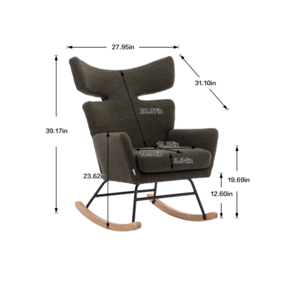 Fish Tail Living Room Comfortable Rocking Chair Living Room Chair Emerald + Metal