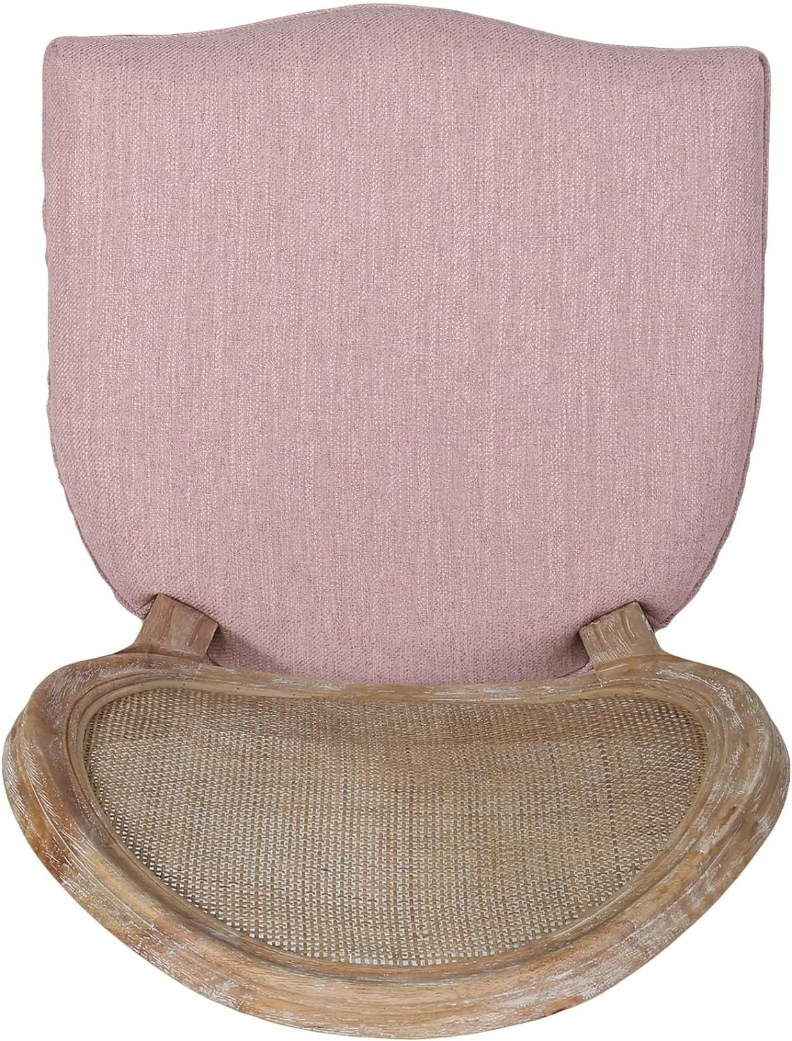 Camilo Wooden Dining Chair With Wicker And Fabric Seating (Set Of 2), Light Blush And Natural