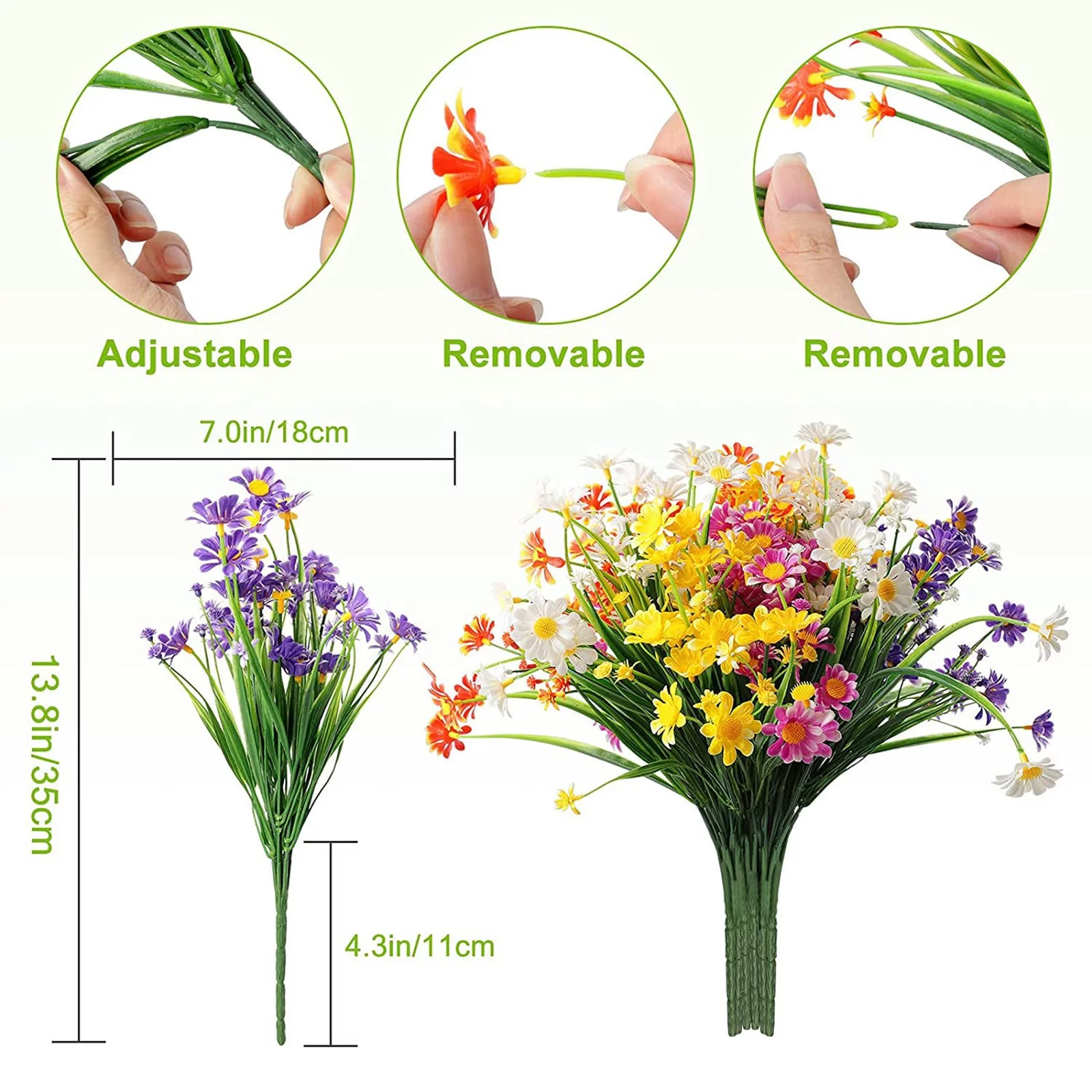 Yeetfub Artificial Flowers Silk Flowers 2 Pc Daisies Non Fading Plastic Plants That Decorate The Windows Of Your Home With Outdoor Plastic Flowers for Window Garden Office Patio Planter