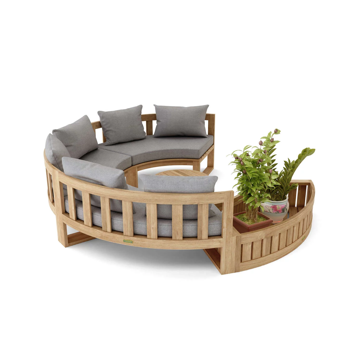 Anderson Teak  Circular Modular Deep Seating Set, Natural Smooth Well Sanded