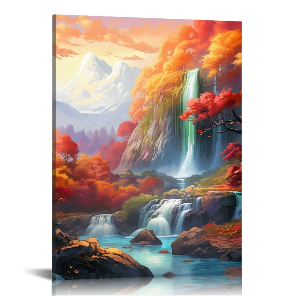 COMIO Waterfall Canvas Wall Art Modern Nature Wall Decor Landscape Decor Print Artwork Waterfall Paintings Poster Aesthetic Room Decor for Bathroom Living Room Bedroom
