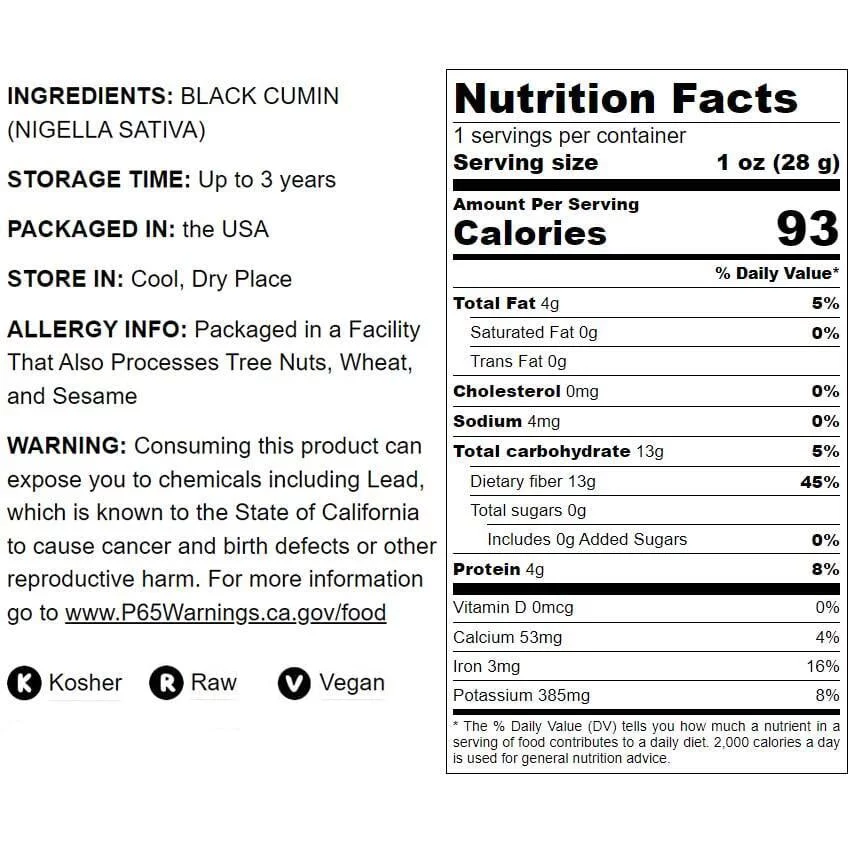 Black Cumin Seeds, 8 Pounds — Kosher, Raw, Vegan — by Food to Live