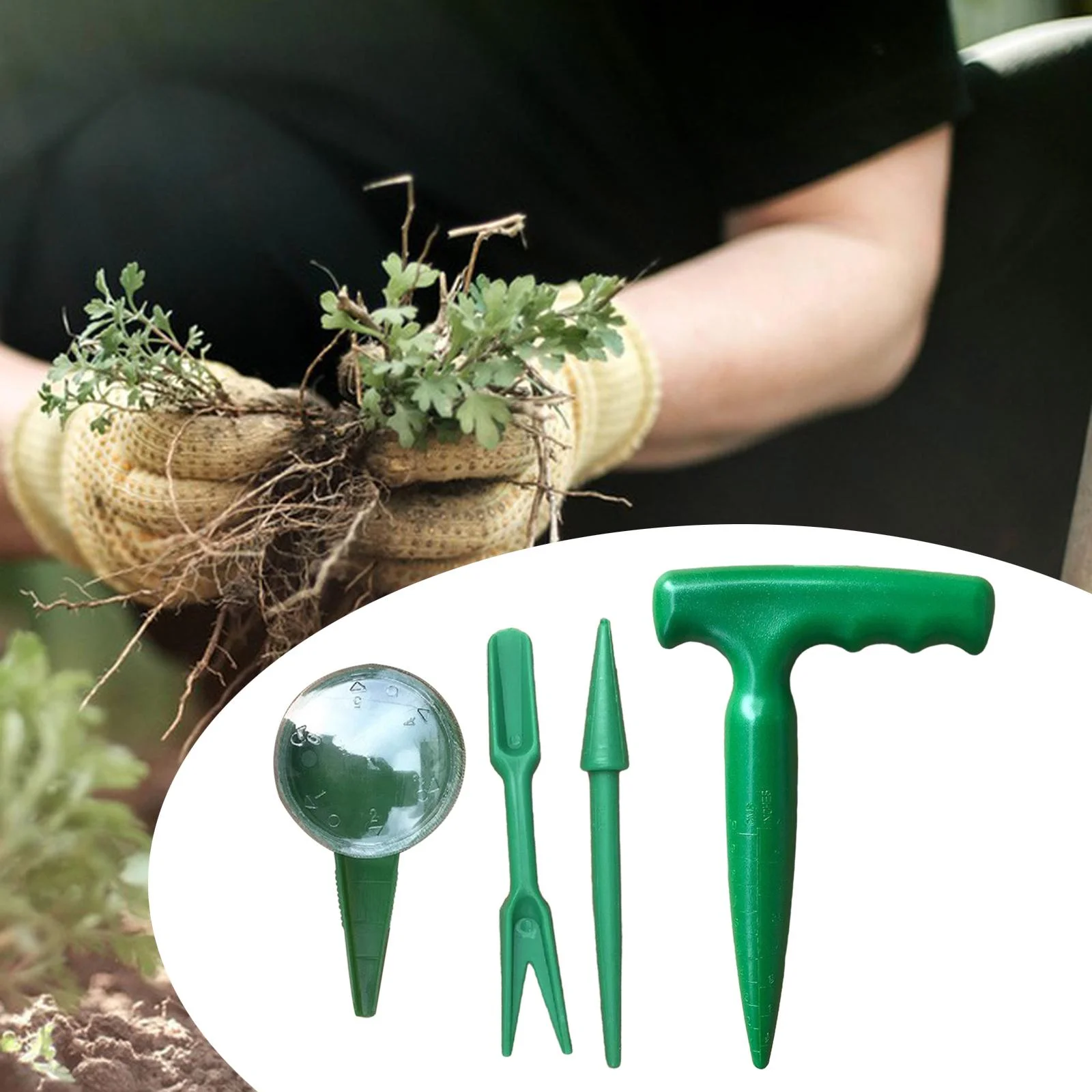 figatia 4Pcs Sowing Seed Dispenser Set Seed Planter Tool Garden Hand Tool Lightweight Handheld Garden Flower Plant Grass Seeder Tool