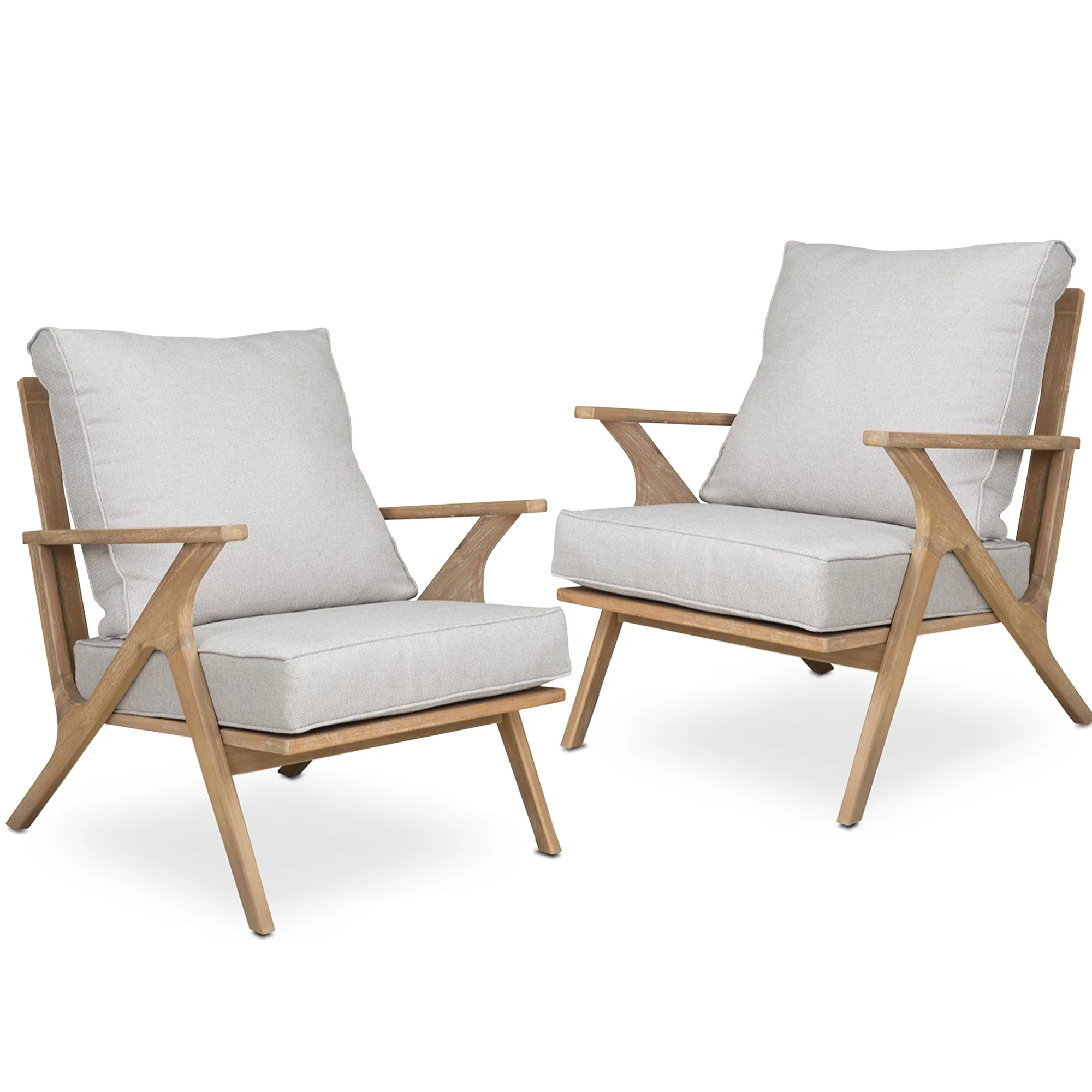 Modern Acacia Wood Outdoor Sofa Set with Soft Seat - 2 Pieces