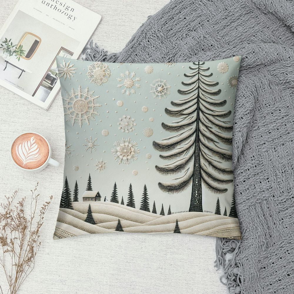 GOSMITH Christmas Pillow Covers Forest Green Pine Spruce Tree Decorative Throw Pillow Cover Winter Holiday Cushion Case for Home Sofa Farmhouse Christmas Decor