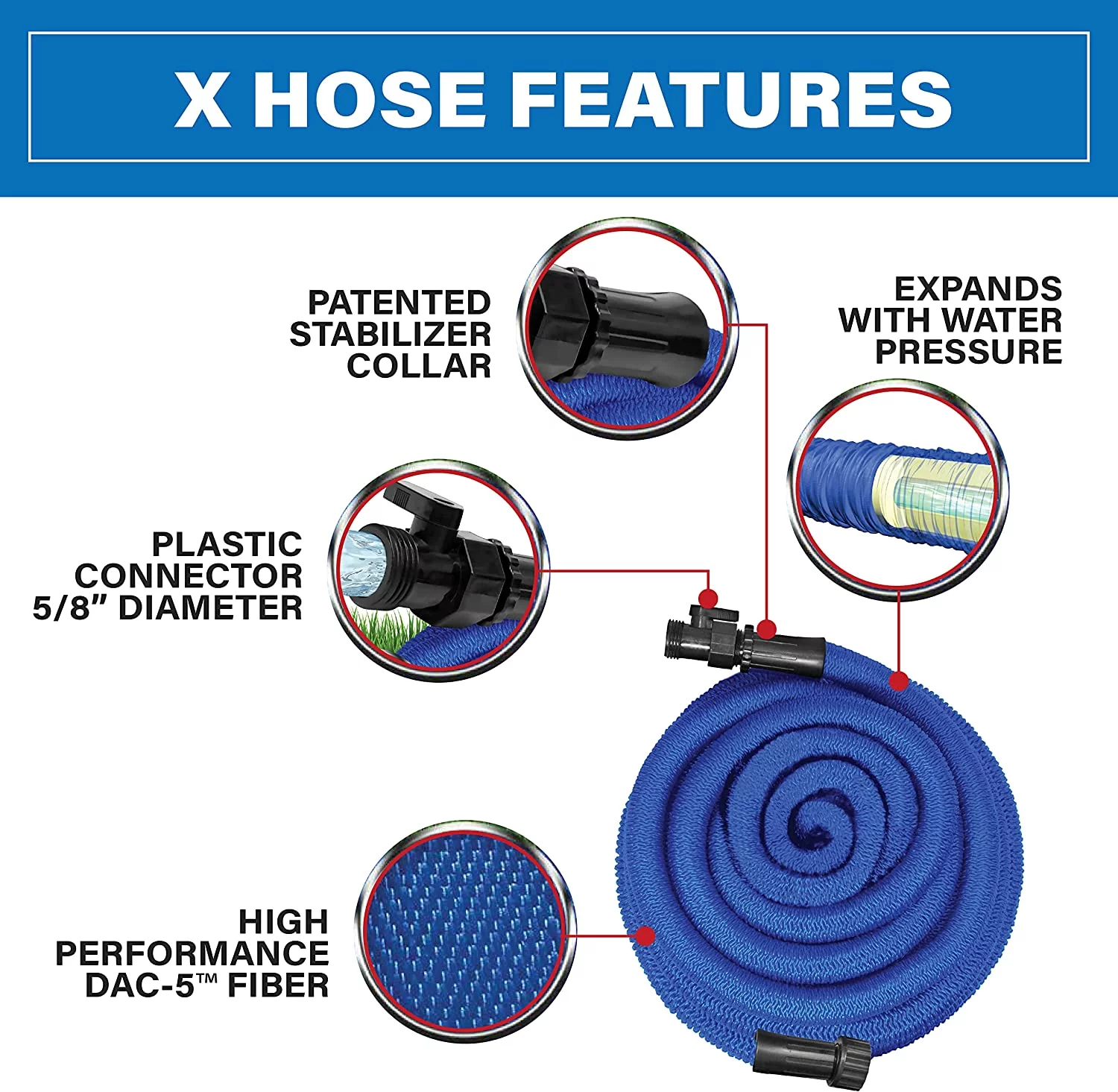 Xhose Garden Hose Expandable Hose Water Hose Dac Fiber Hose 25ft