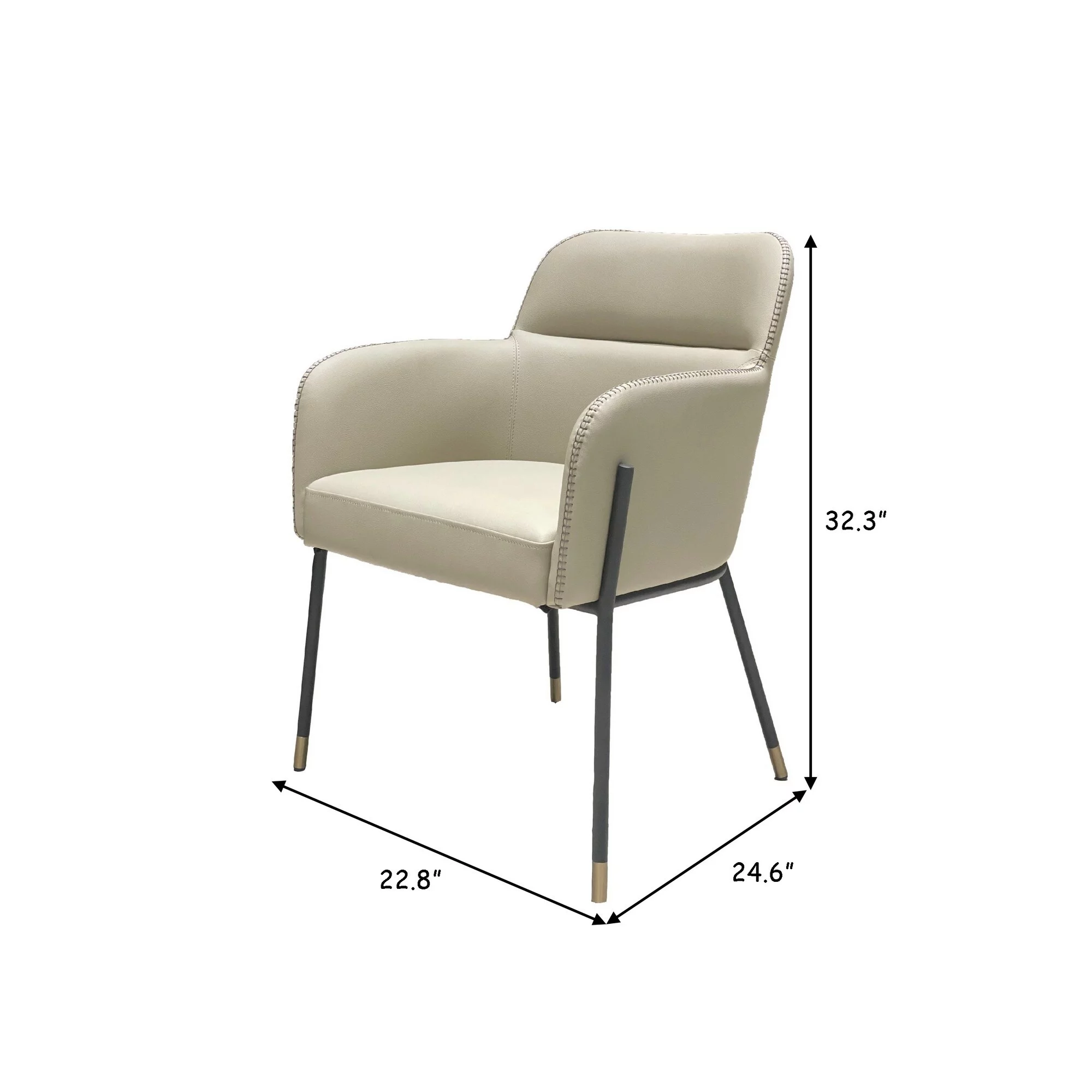 Cid 25 Inch Modern Dining Chair, Tight Back, Vegan Faux Leather, Beige
