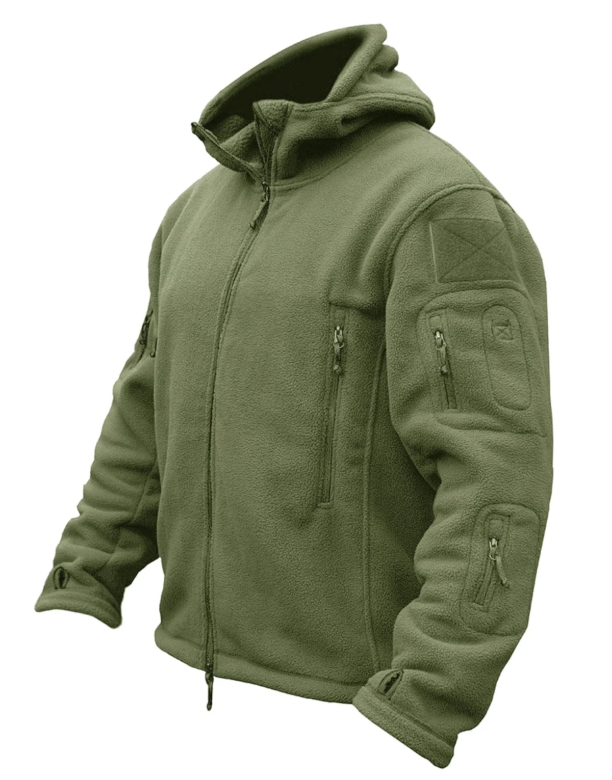 TACVASEN Mens Soft Winter Fleece Jacket Camping Warm Coat Army Green M