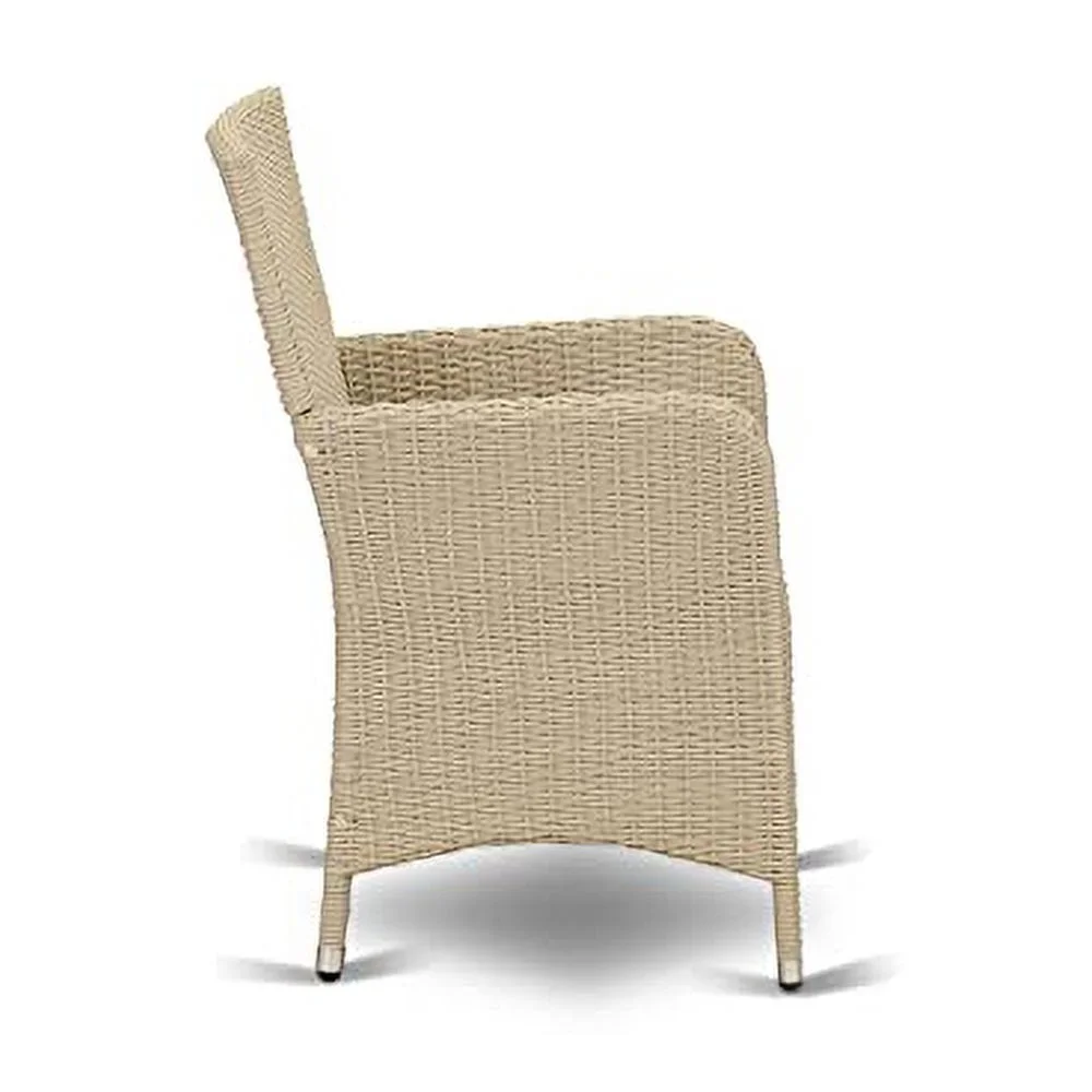 East West Furniture HLUC153V Luneburg Patio Bistro Wicker Dining Chairs with Cushion, Set of 2, Cream