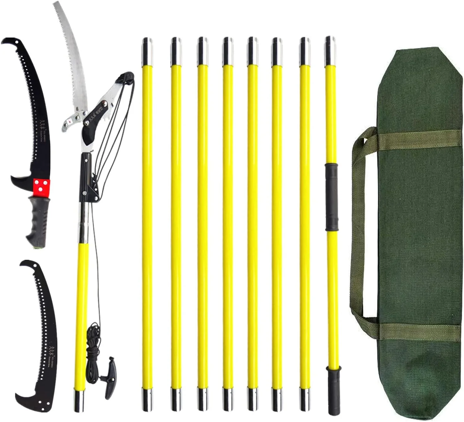 30ft Tree Pole Pruner, New Upgraded Gear Manual Branches Pruning Saw Trimmer for Garden Tools Loppers Hand Pole Saws Extendable Height with Knives and Storage Pocket