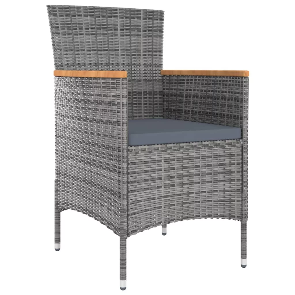 Walmeck Patio Dining Chairs 4 pcs Poly Rattan Gray